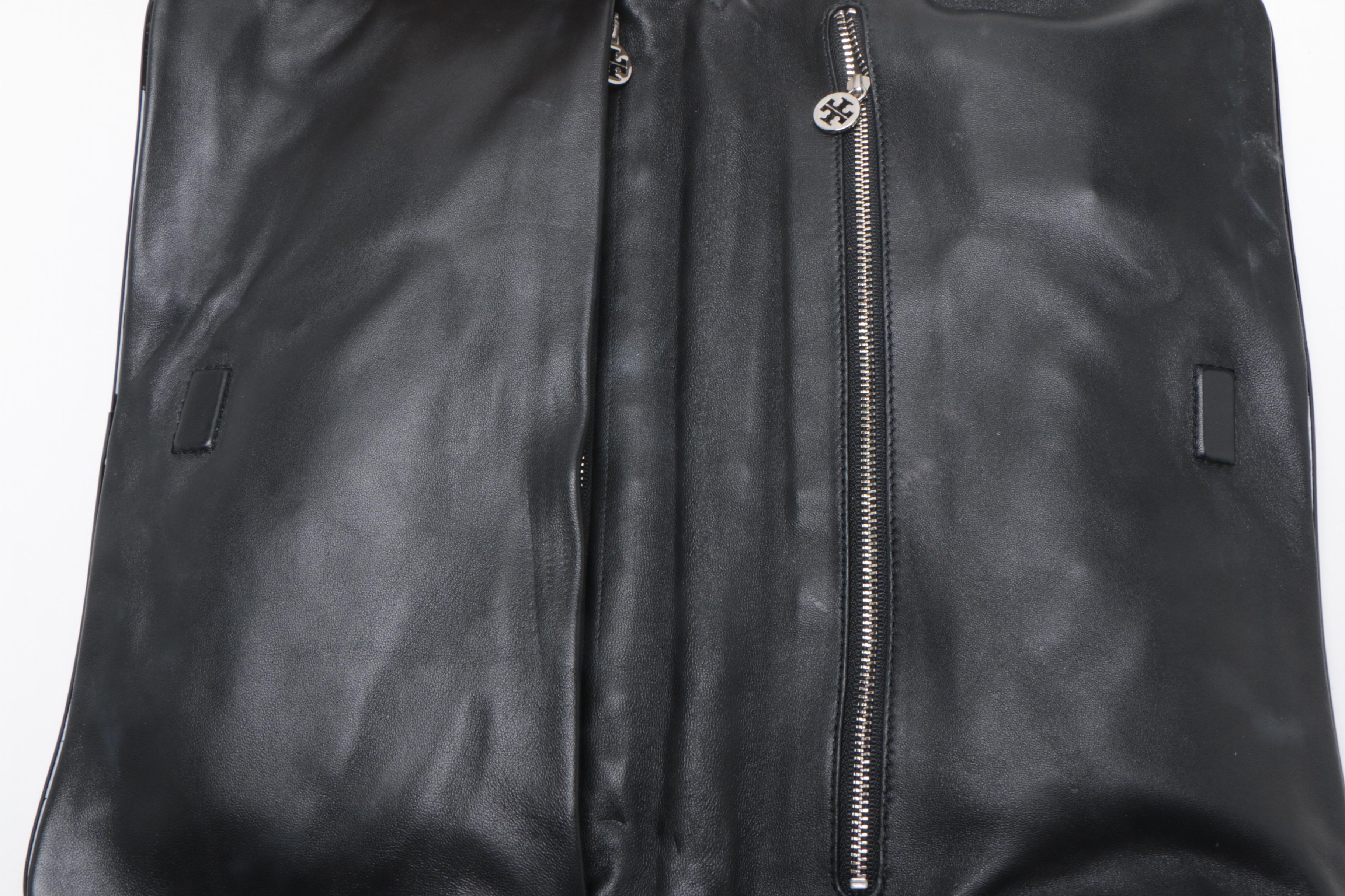 Tory Burch Black Leather Reva Flap Clutch and Coach Pebbled Leather Hobo Bag