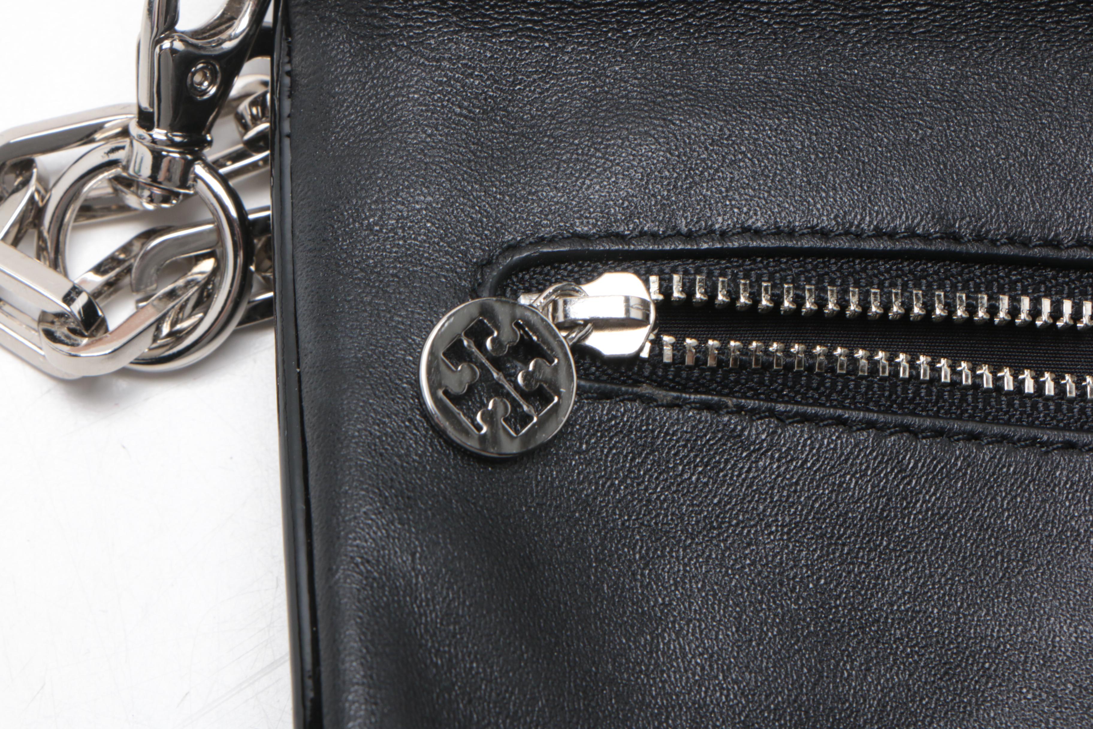 Tory Burch Black Leather Reva Flap Clutch and Coach Pebbled Leather Hobo Bag