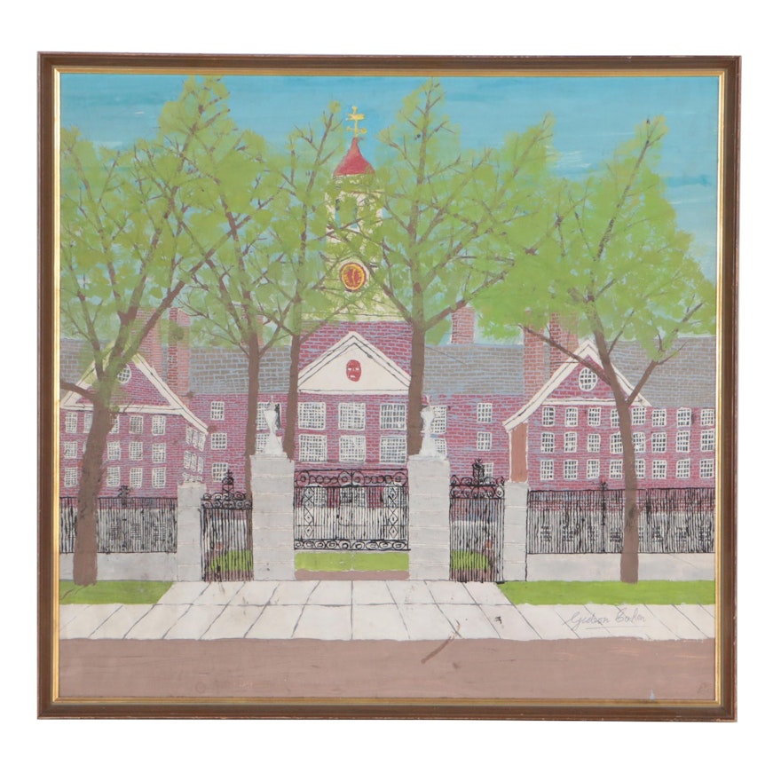 Gideon Cohen Casein Painting "Dunster House, Harvard"