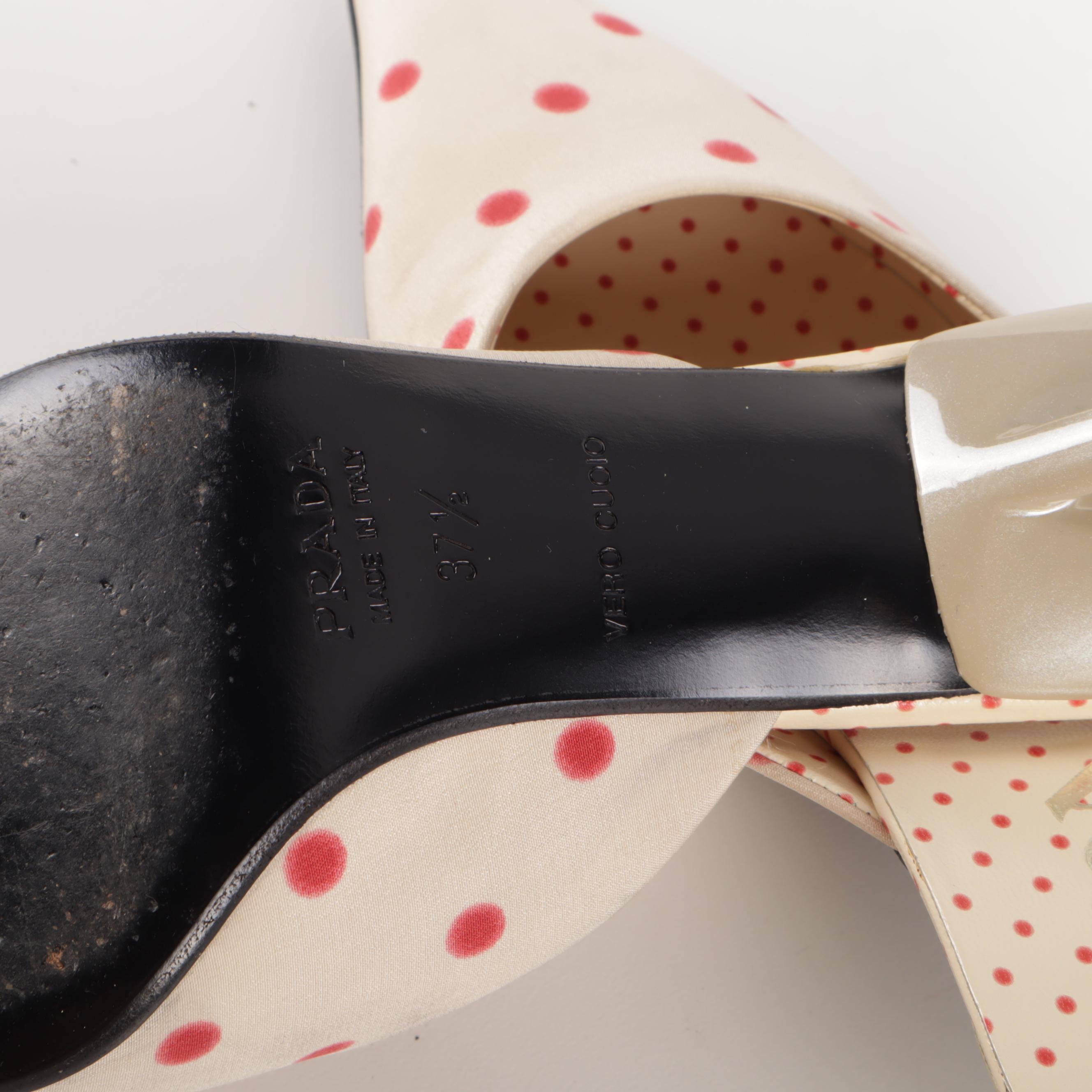 Prada Calzature Donna Polka Crepe de Chine Kitten Heels
