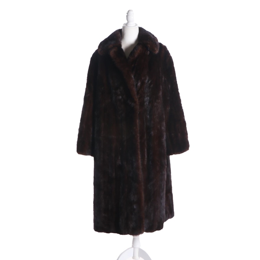 Dark Mahogany Mink Fur Coat, Vintage