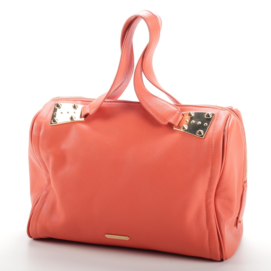 Vince Camuto Orange Pebbled Leather Satchel