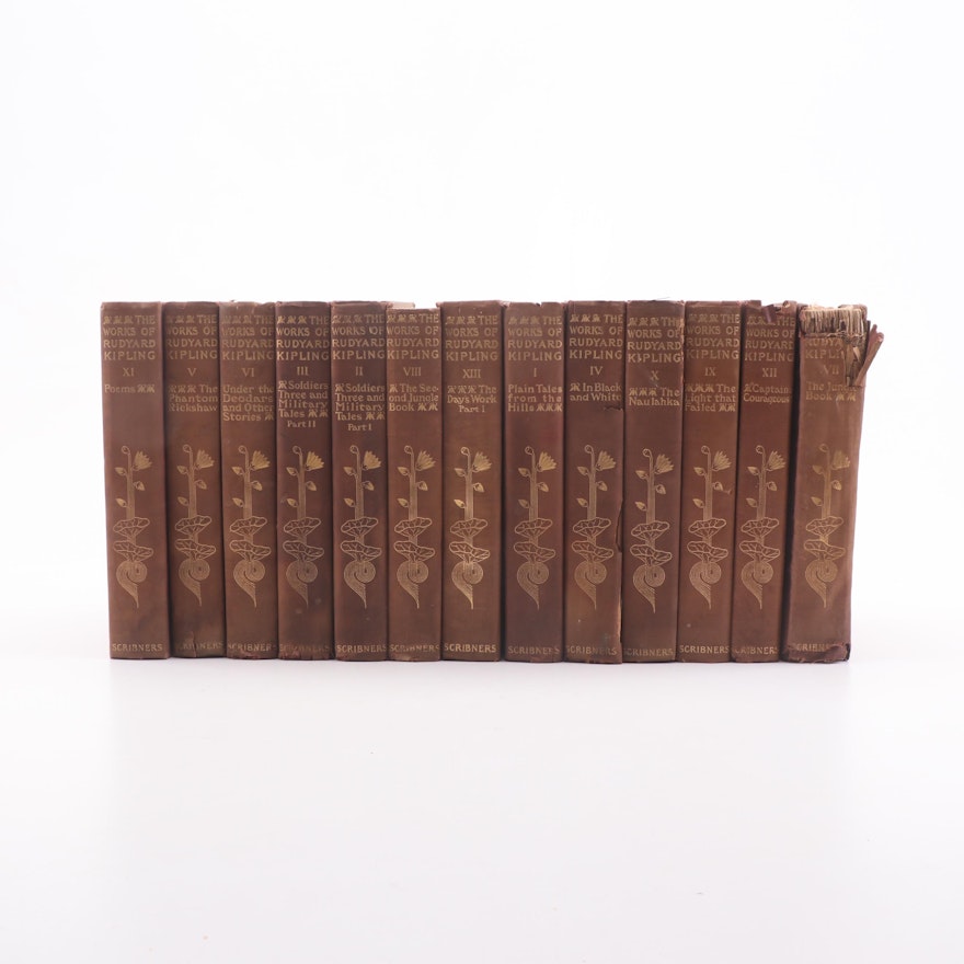 1890s "The Works of Rudyard Kipling" 13 Volume Set