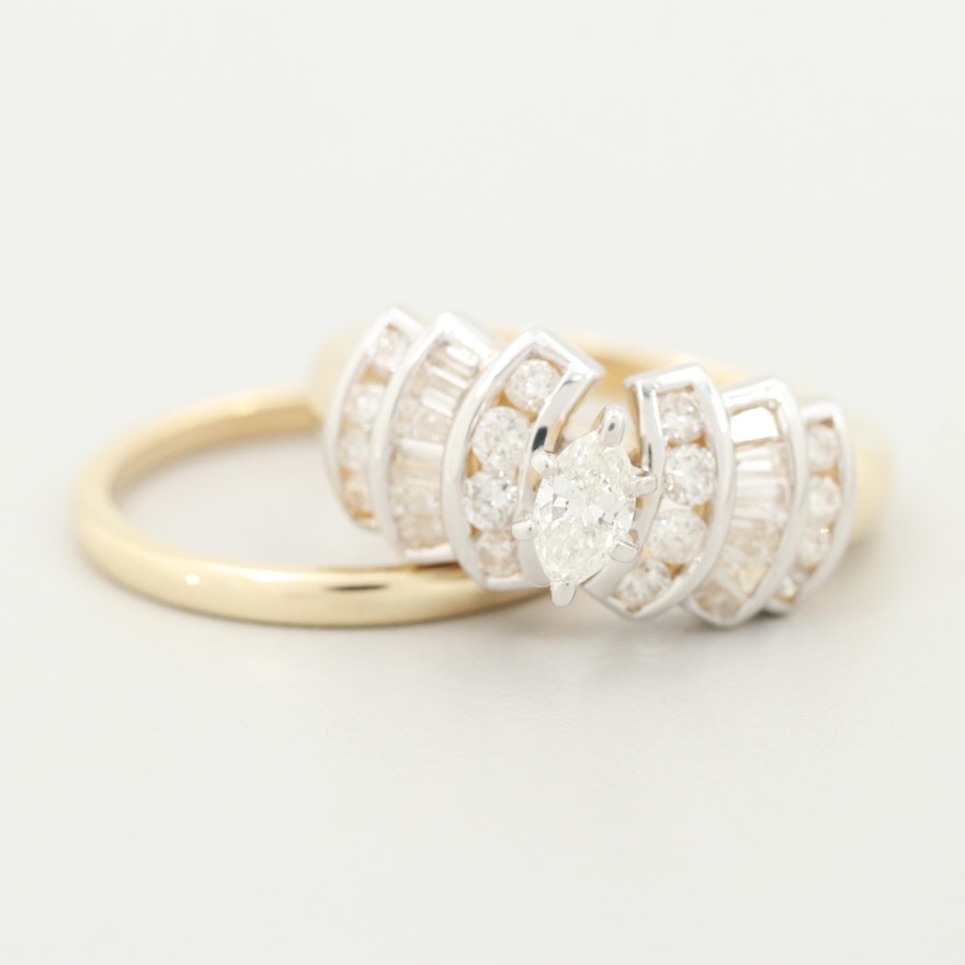 14K Yellow Gold Diamond Ring Set