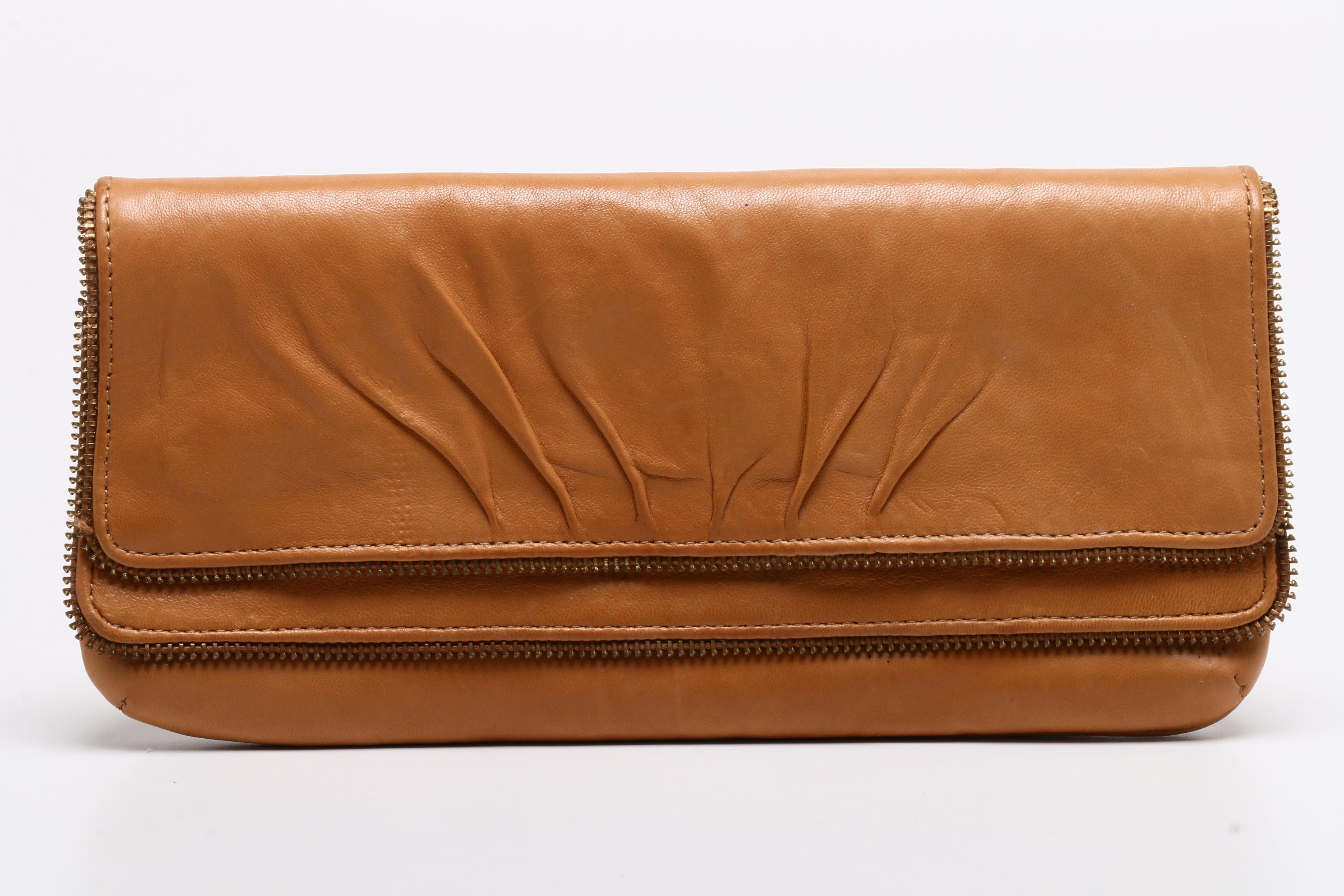 Tory Burch Brown Leather Bag, Lauren Merkin Leather Clutch and BCBG Bag