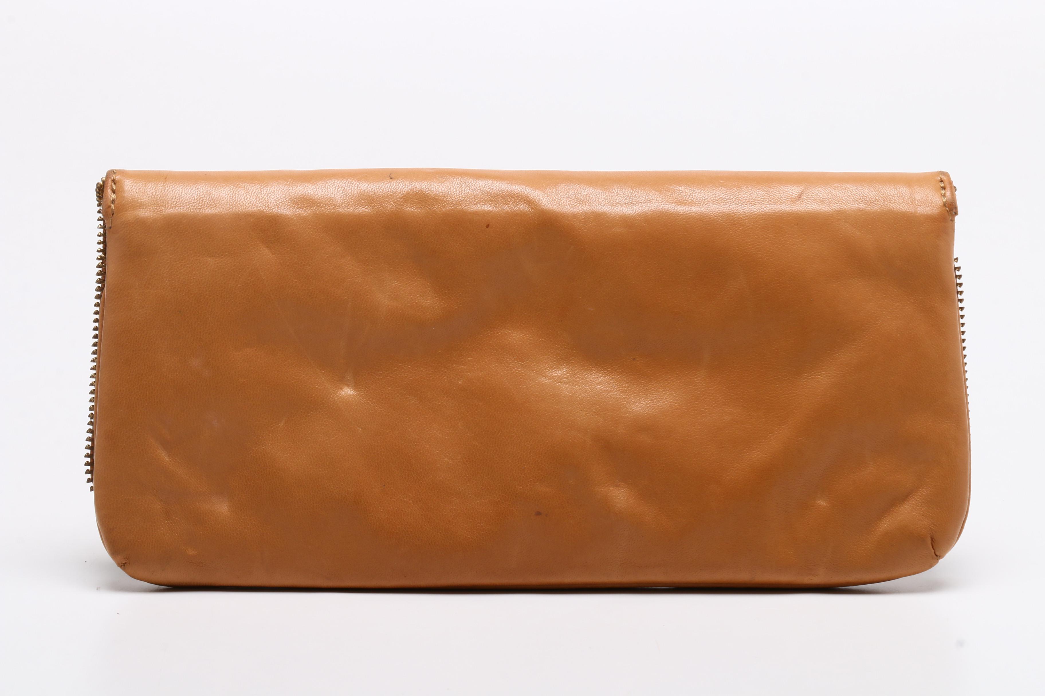 Tory Burch Brown Leather Bag, Lauren Merkin Leather Clutch and BCBG Bag