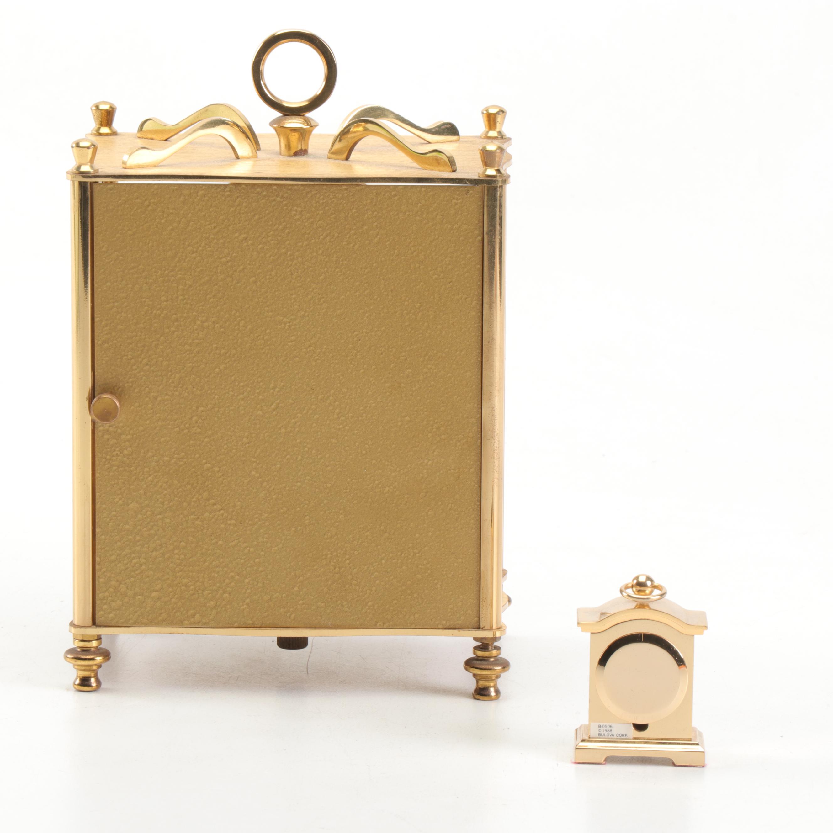 Koma Diana Brass Regulator Clock with Miniature Bulova Clock