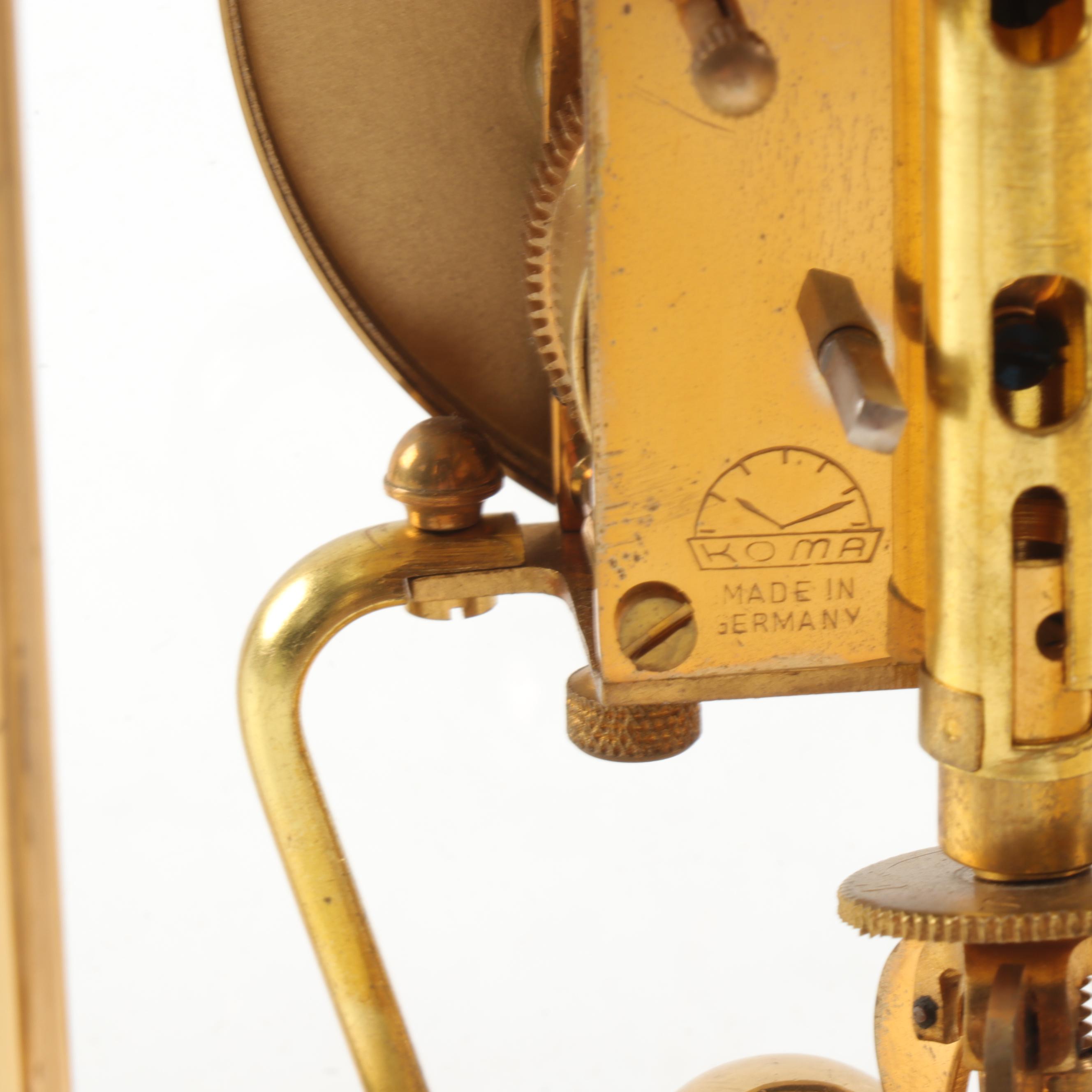 Koma Diana Brass Regulator Clock with Miniature Bulova Clock