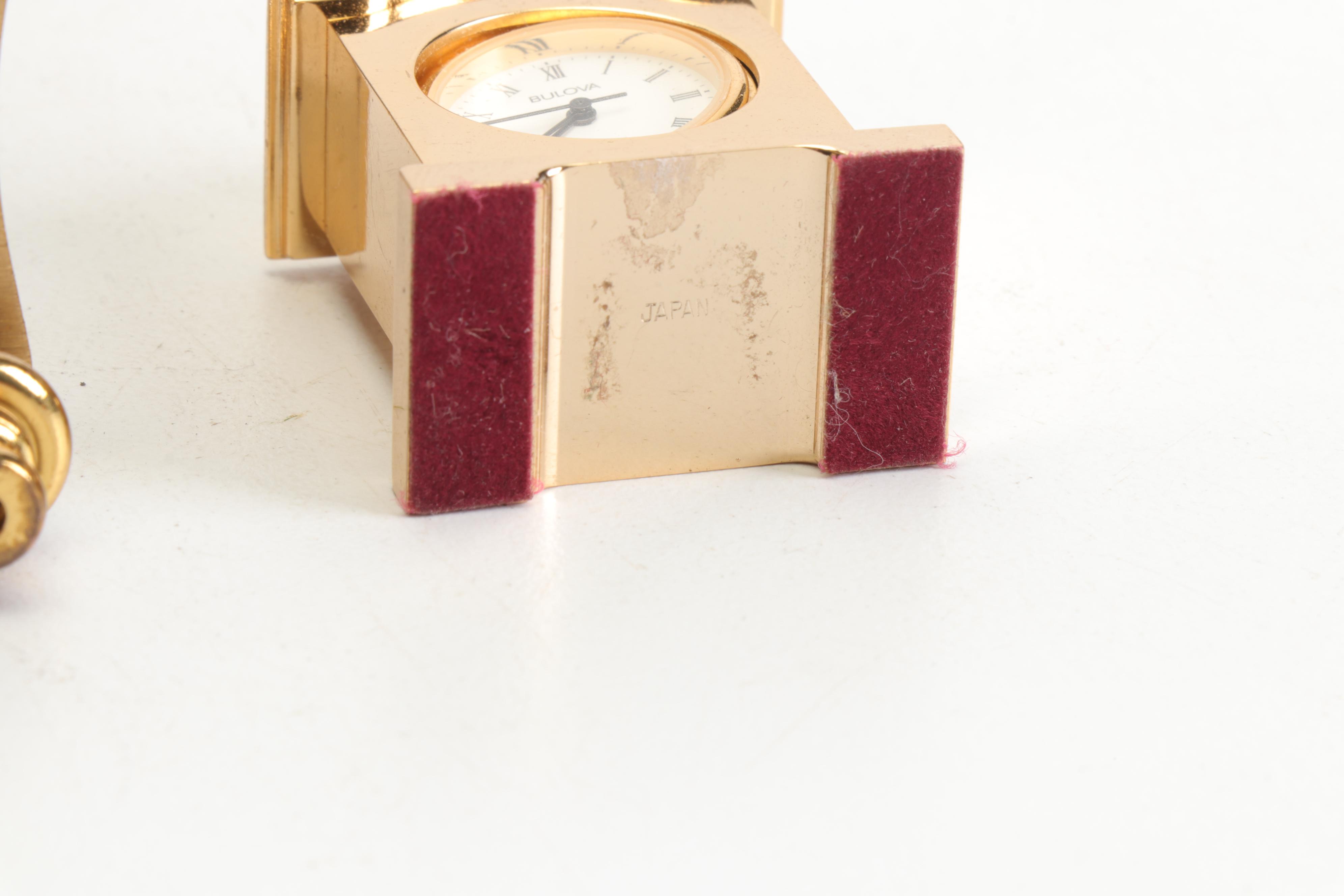 Koma Diana Brass Regulator Clock with Miniature Bulova Clock