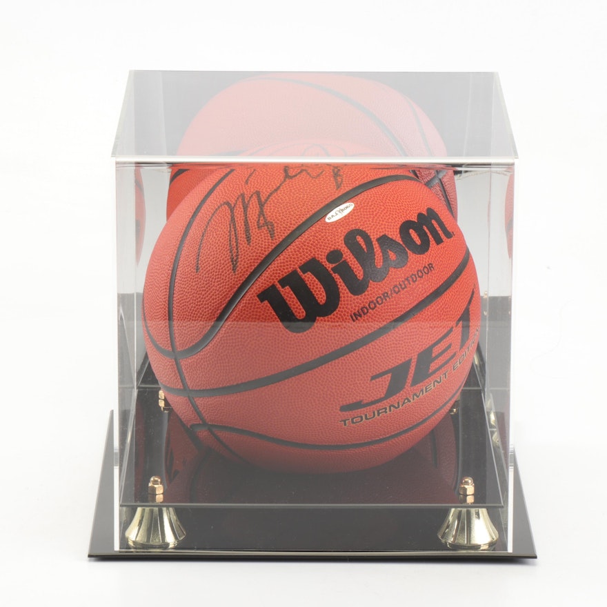 Michael Jordan Autographed Basketball with Mirrored Case