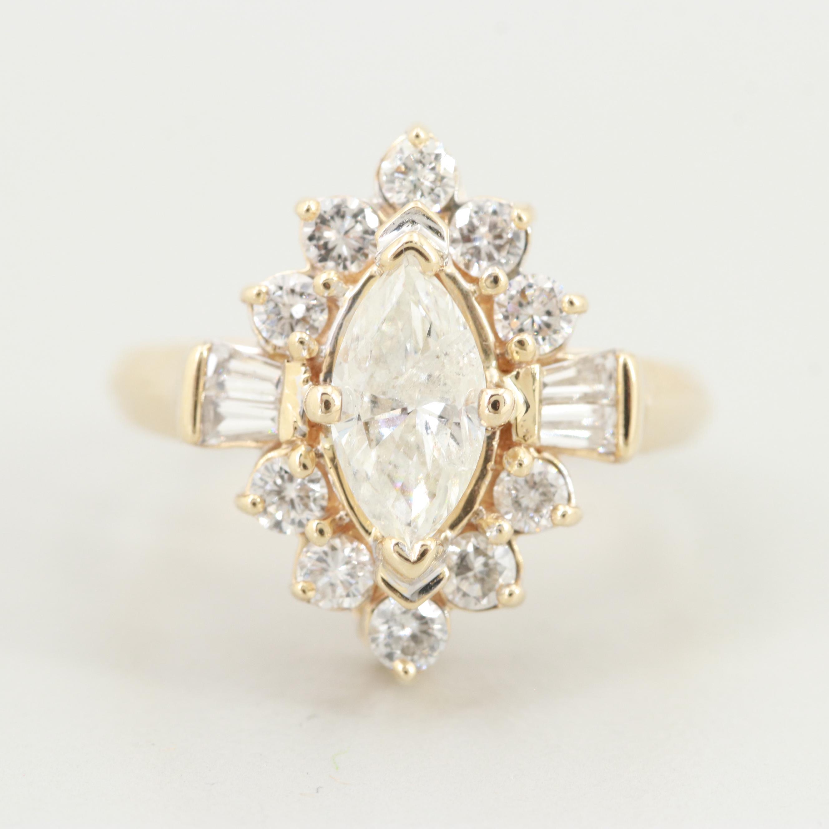 14K Yellow Gold 1.75 CTW Diamond Ring