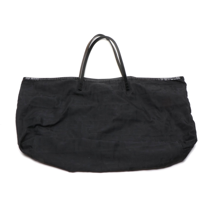 Fendi Black Zucca Nylon Tote Bag