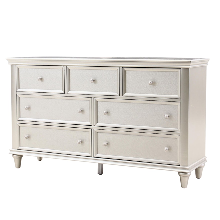 Contemporary Silver Tone Chest of Drawers