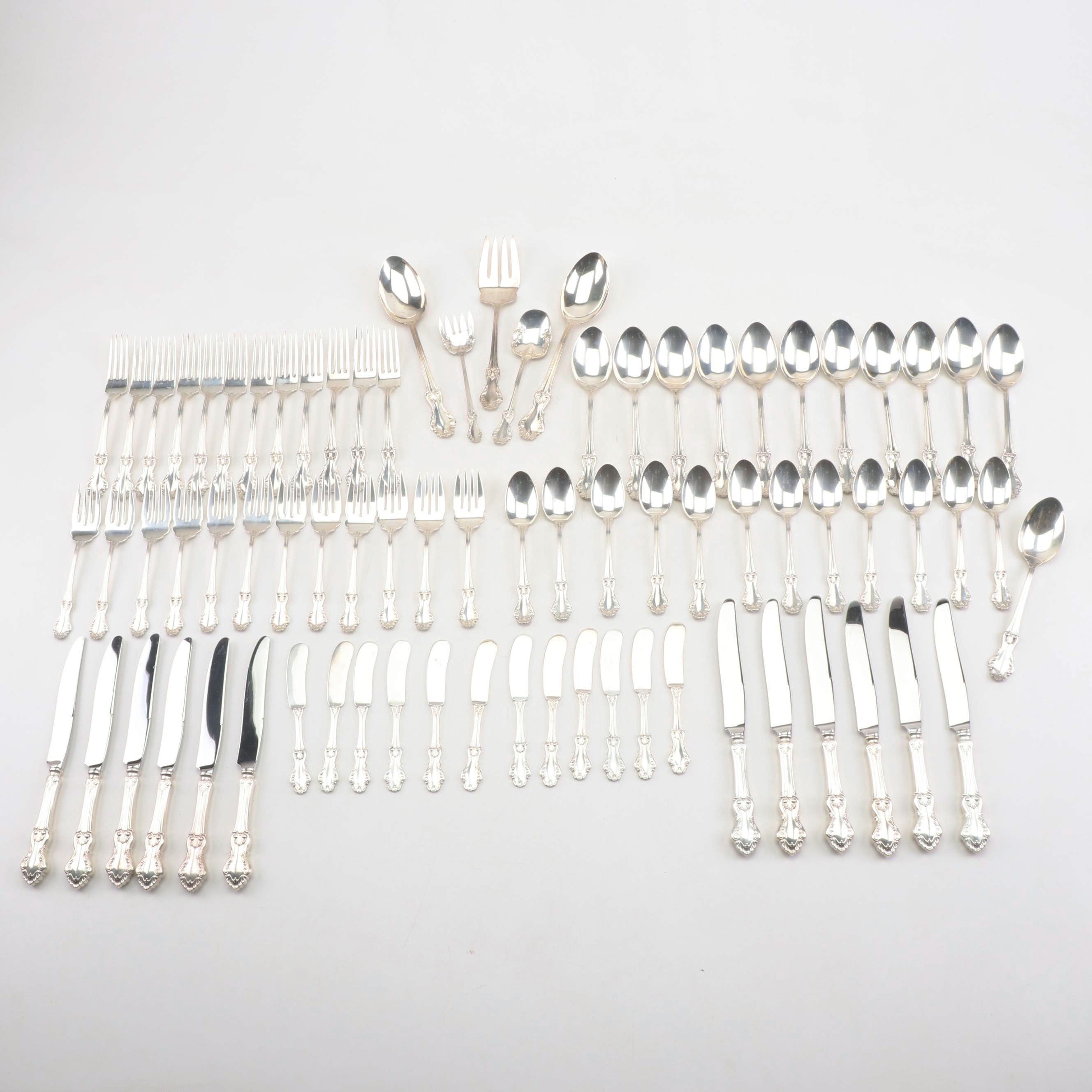 Frank M. Whiting "Georgian Shell" Sterling Silver Flatware Service for Twelve