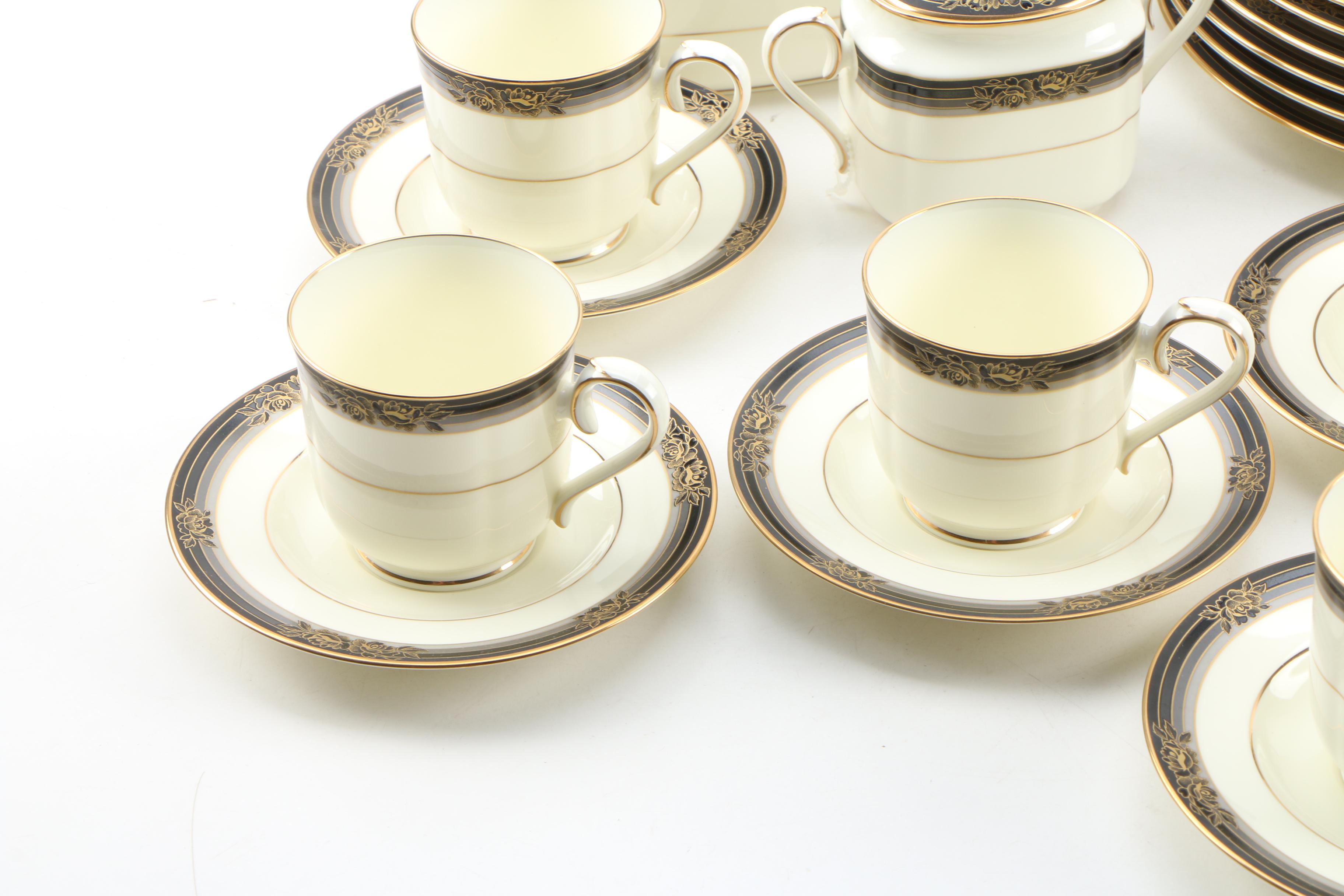 Noritake "Spell Binder" China Dinnerware and Serveware for Nine, 1983 - 1993