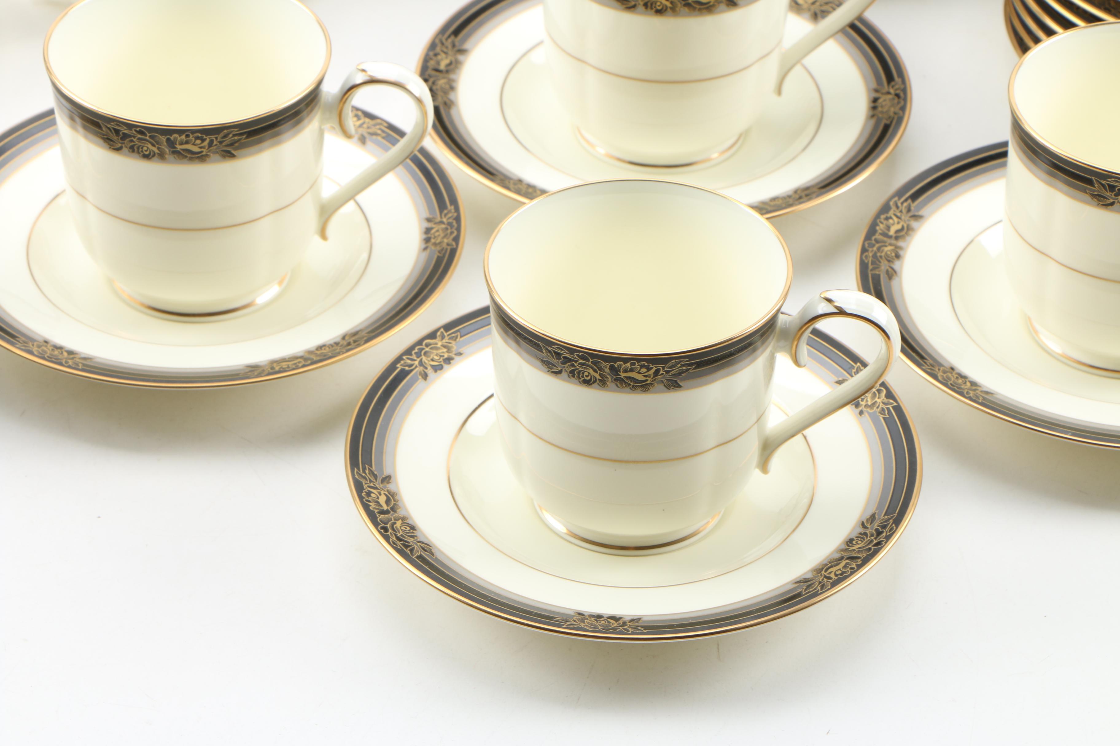 Noritake "Spell Binder" China Dinnerware and Serveware for Nine, 1983 - 1993