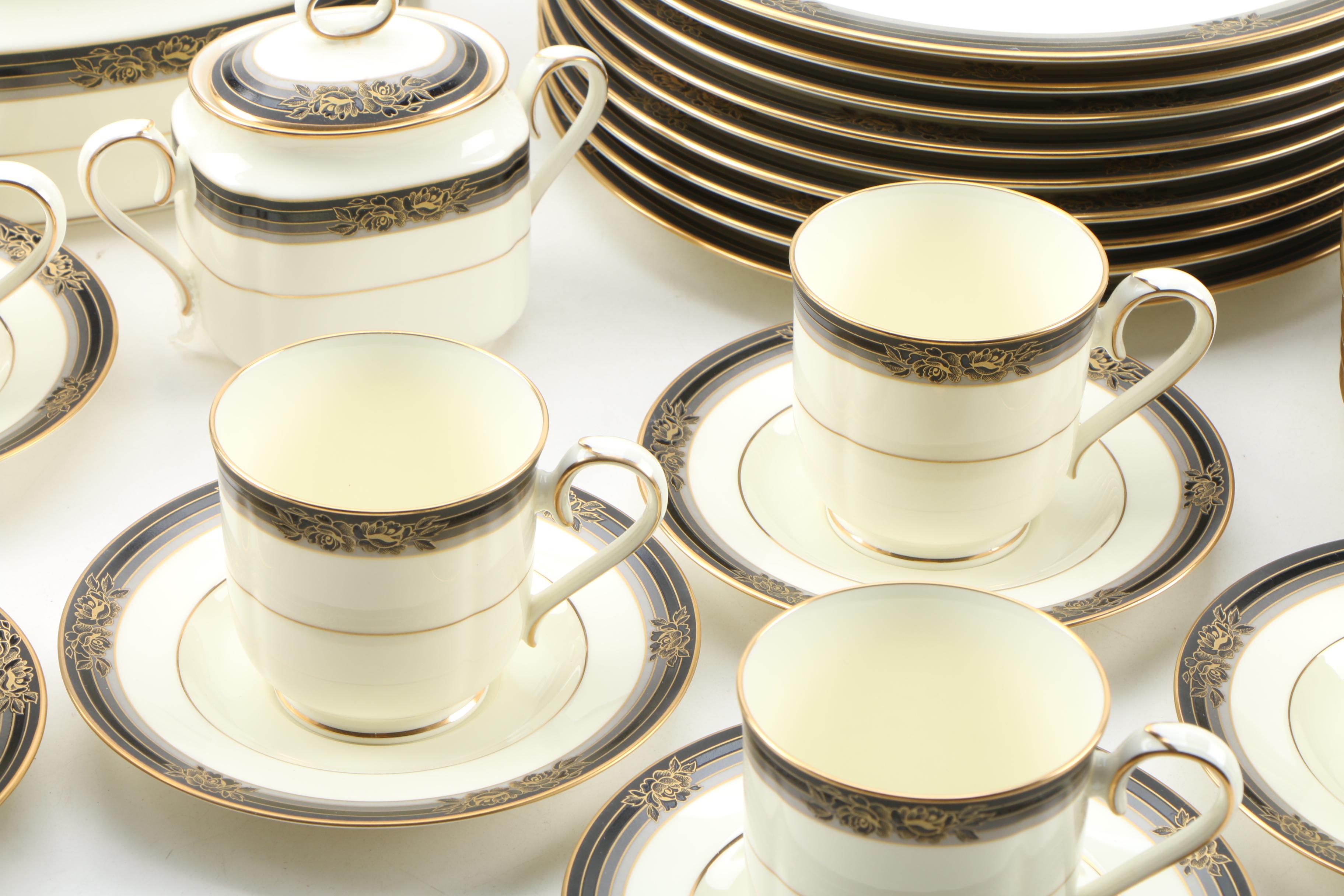 Noritake "Spell Binder" China Dinnerware and Serveware for Nine, 1983 - 1993