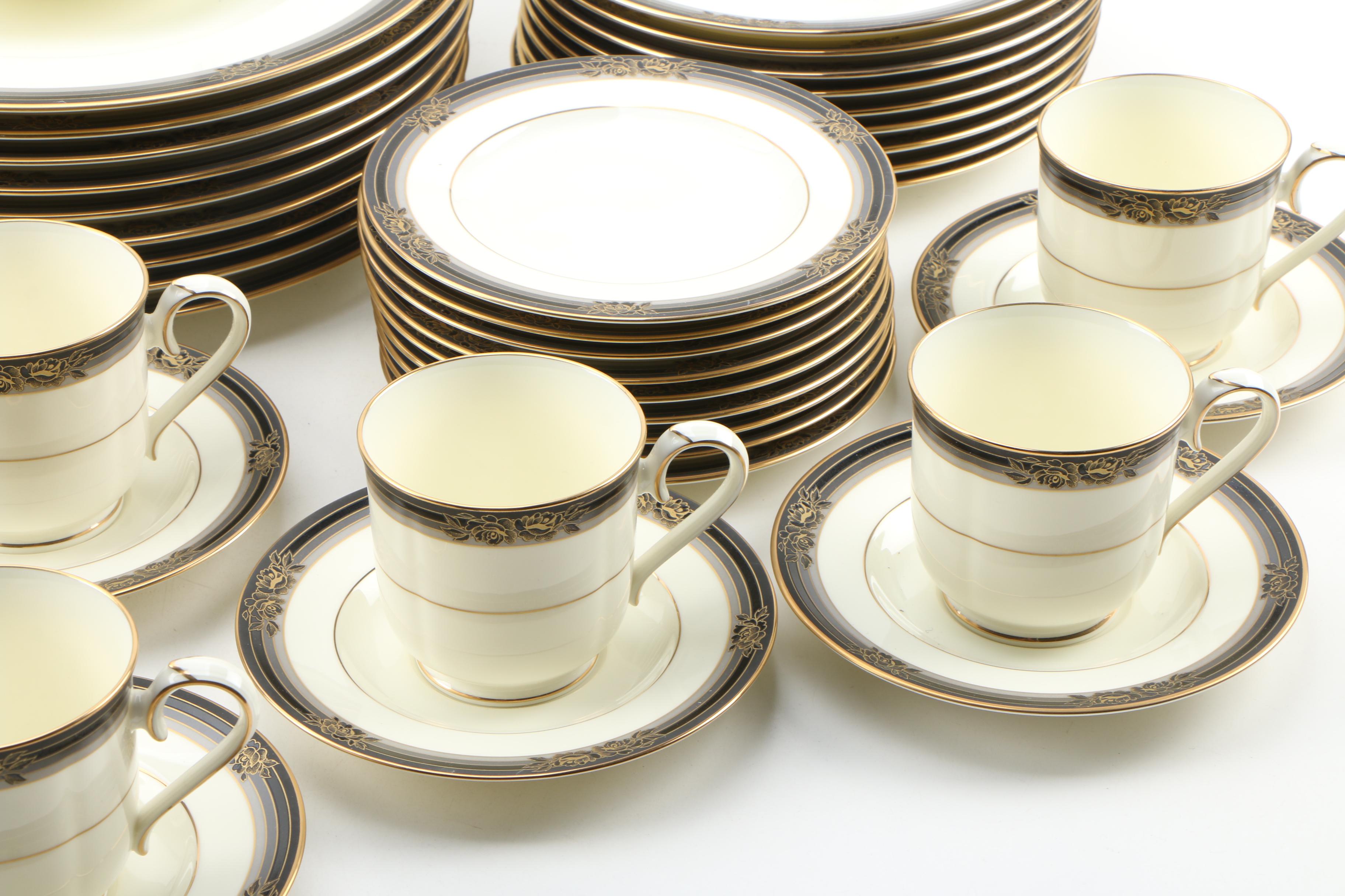 Noritake "Spell Binder" China Dinnerware and Serveware for Nine, 1983 - 1993