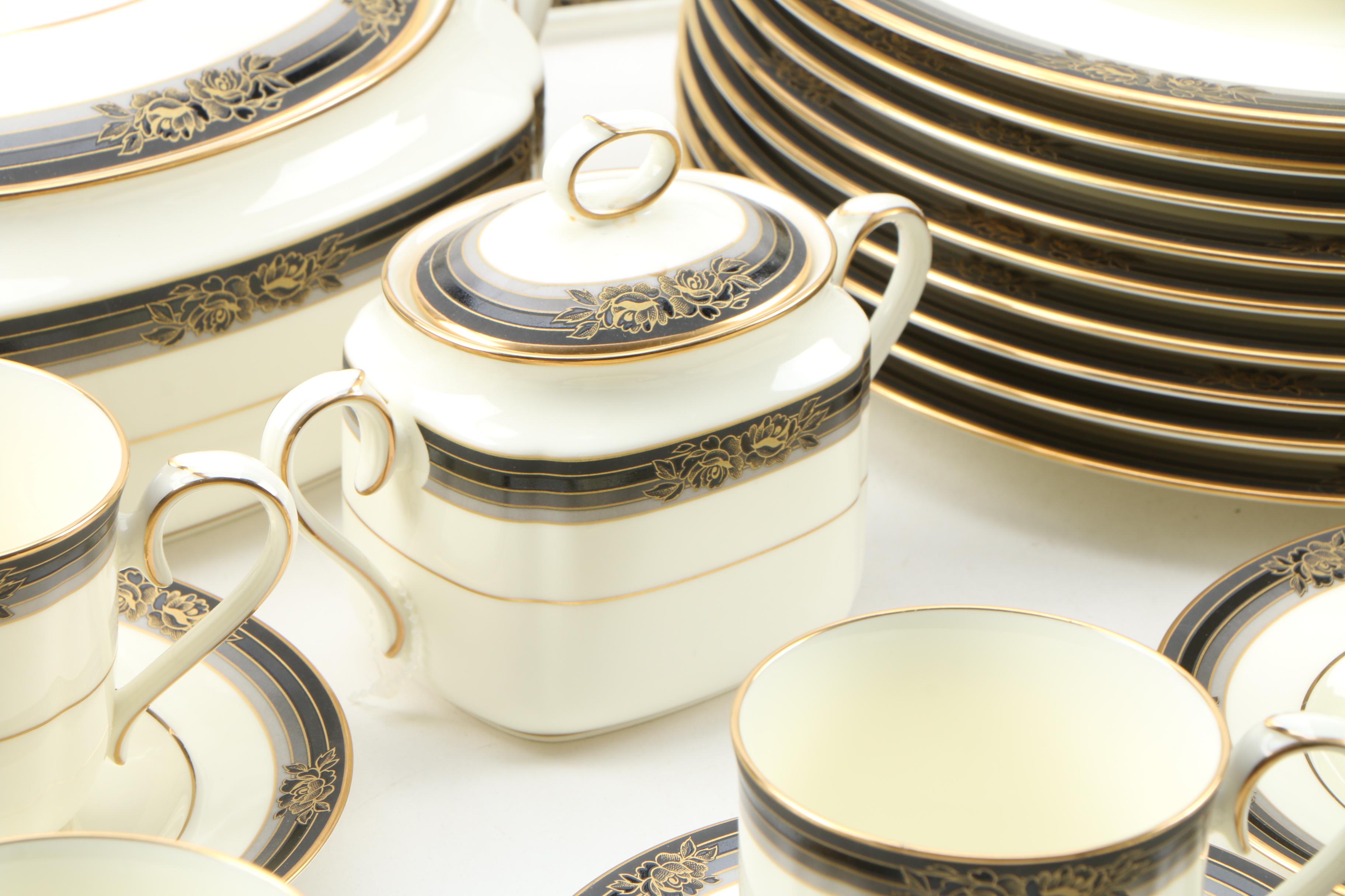 Noritake "Spell Binder" China Dinnerware and Serveware for Nine, 1983 - 1993