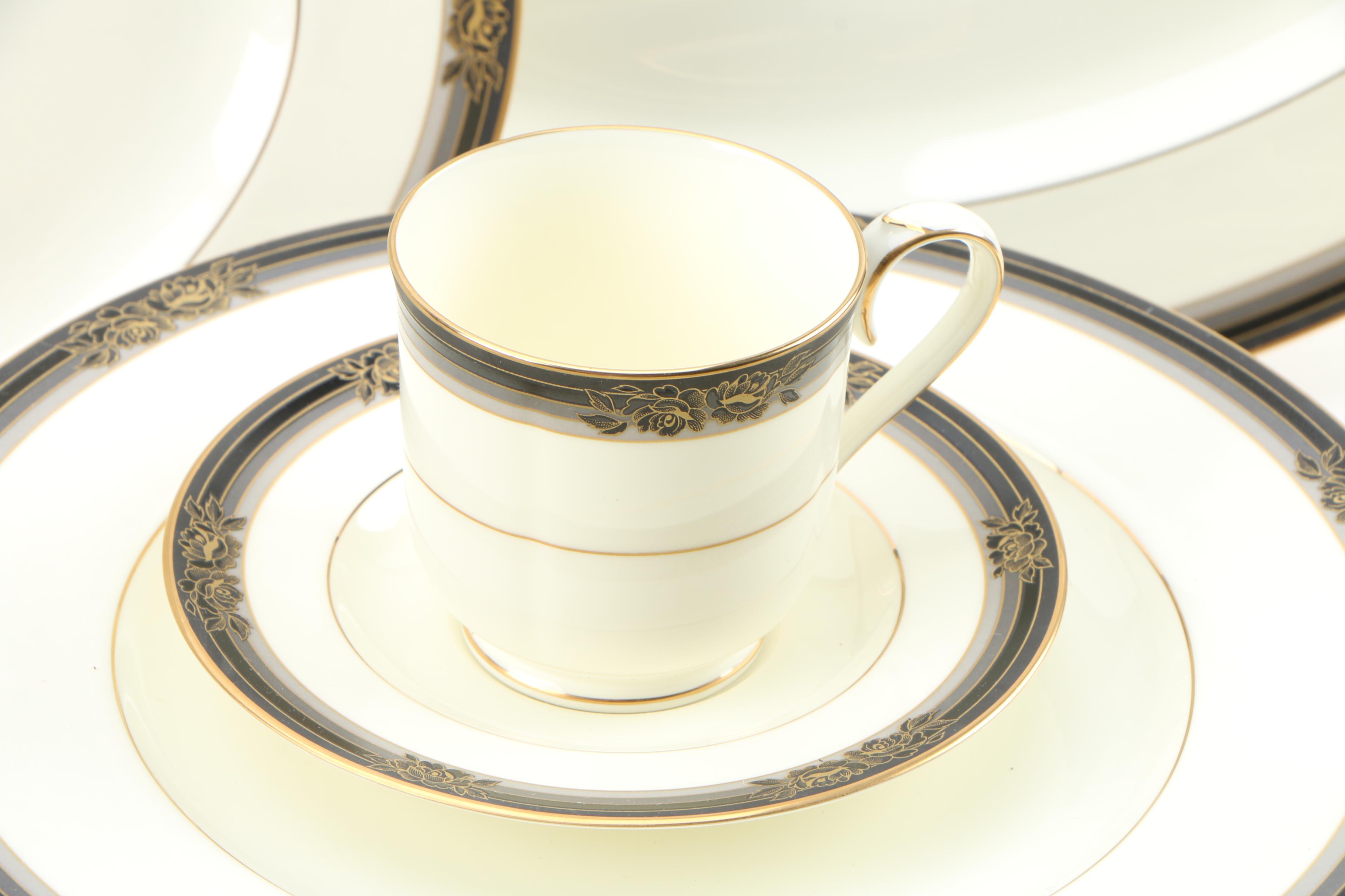 Noritake "Spell Binder" China Dinnerware and Serveware for Nine, 1983 - 1993