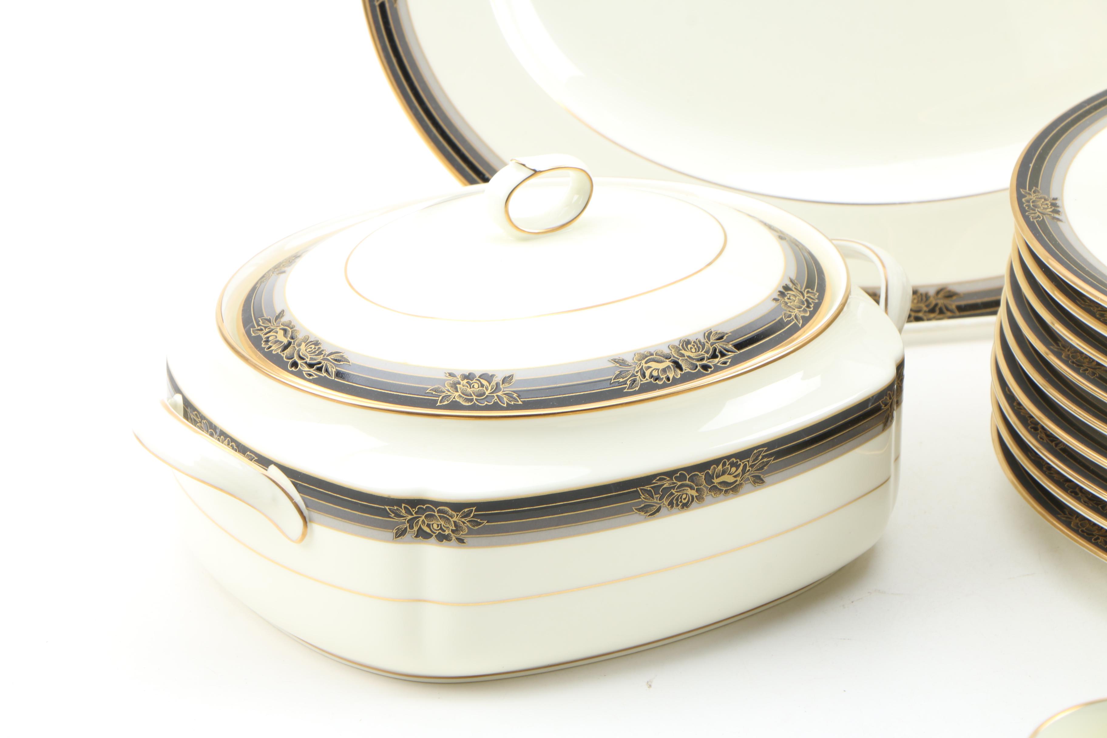 Noritake "Spell Binder" China Dinnerware and Serveware for Nine, 1983 - 1993