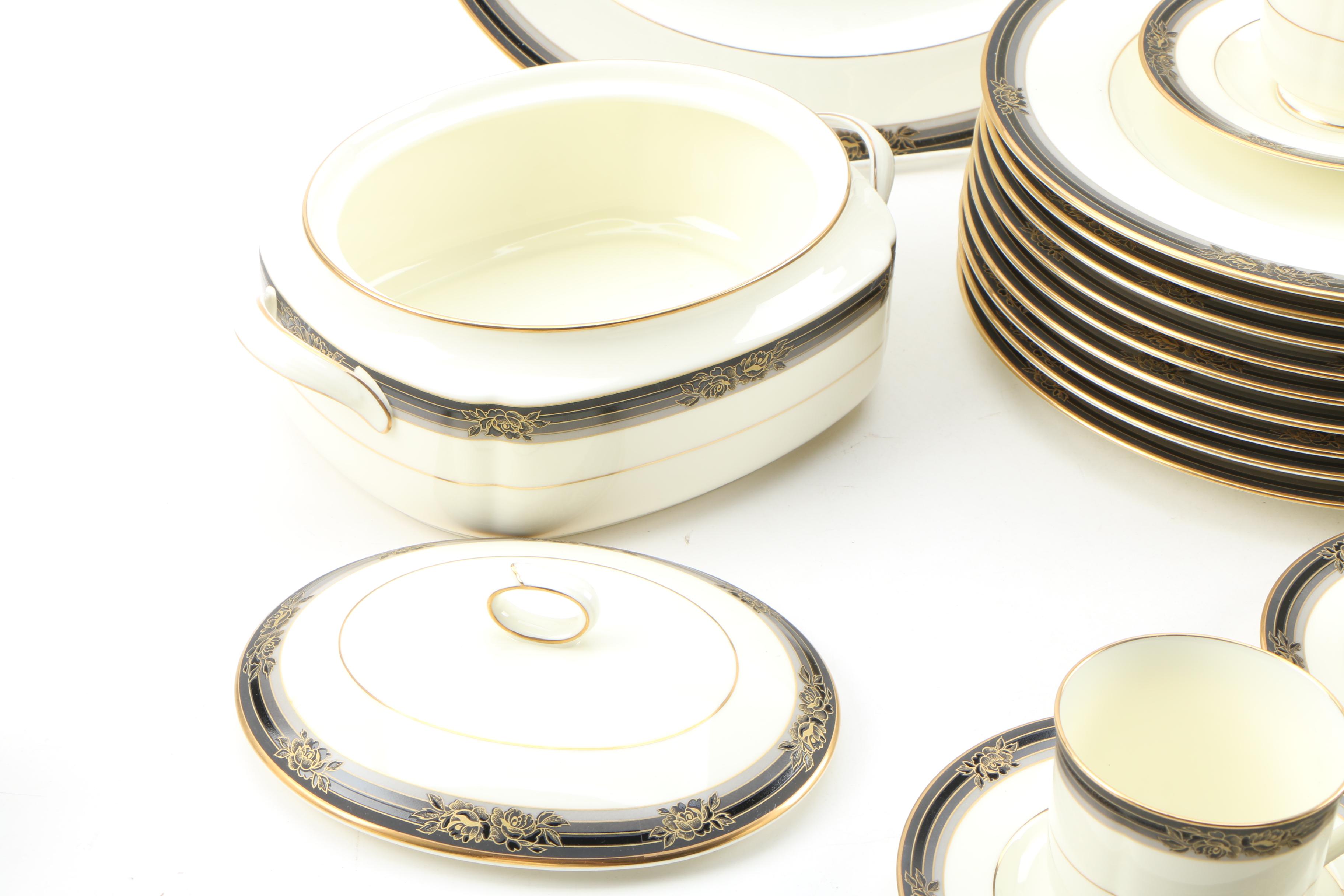 Noritake "Spell Binder" China Dinnerware and Serveware for Nine, 1983 - 1993