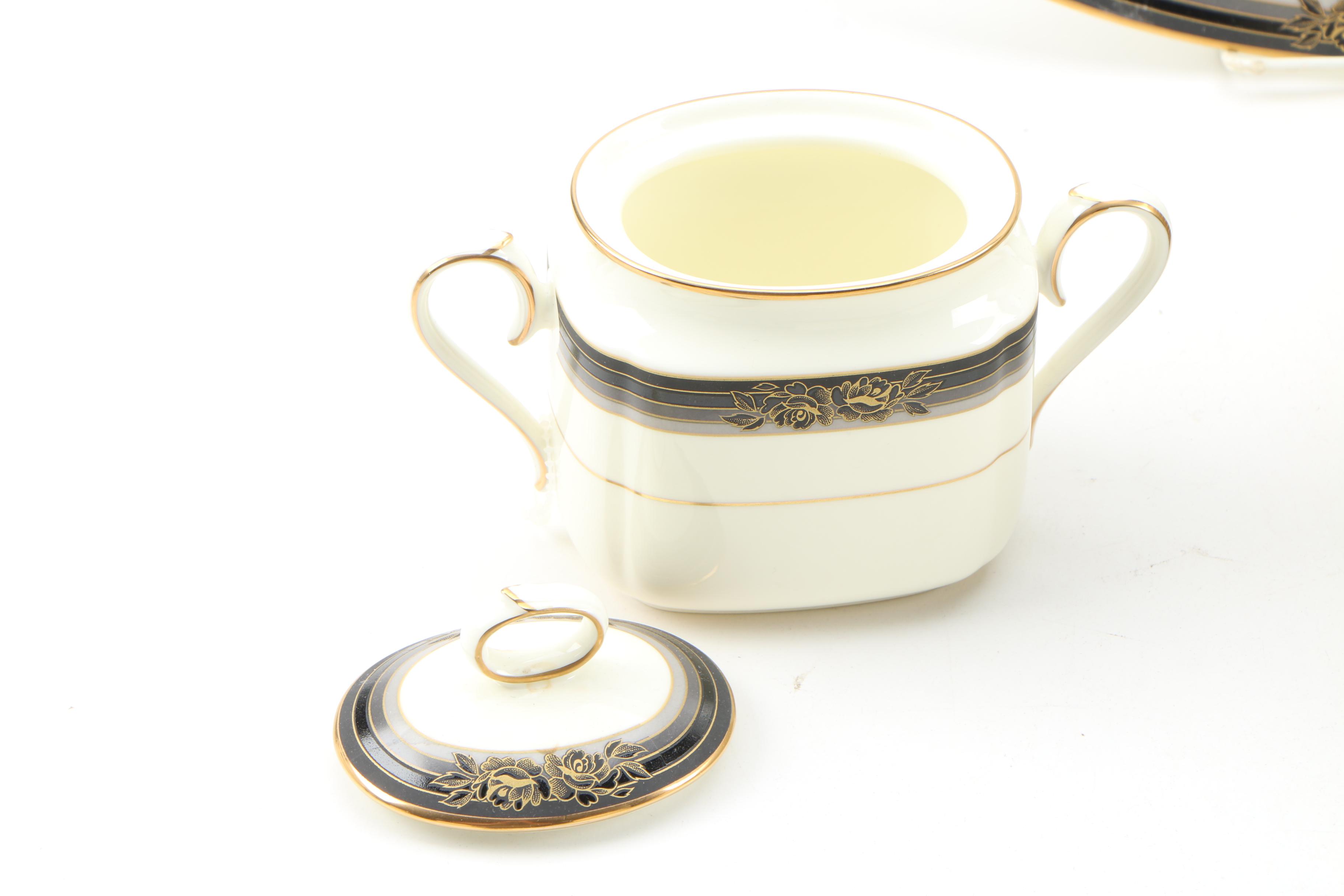 Noritake "Spell Binder" China Dinnerware and Serveware for Nine, 1983 - 1993