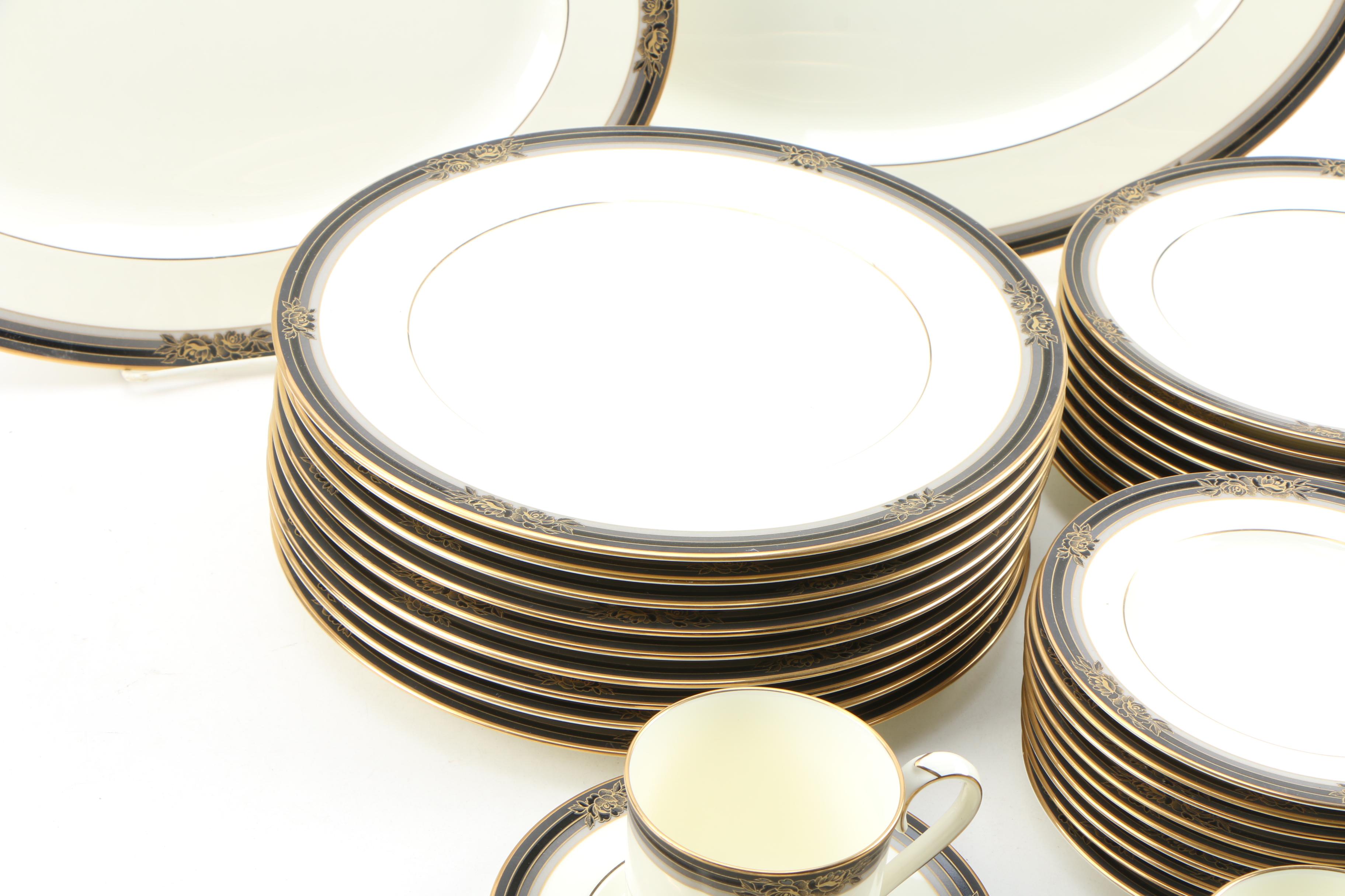 Noritake "Spell Binder" China Dinnerware and Serveware for Nine, 1983 - 1993