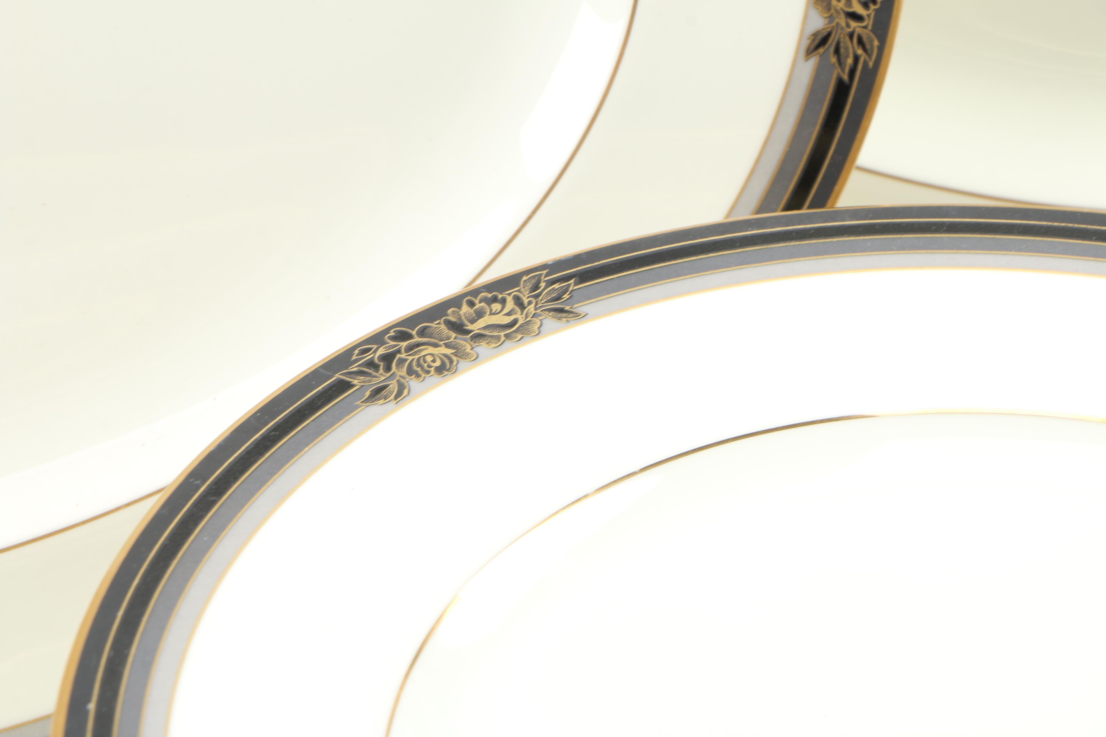 Noritake "Spell Binder" China Dinnerware and Serveware for Nine, 1983 - 1993