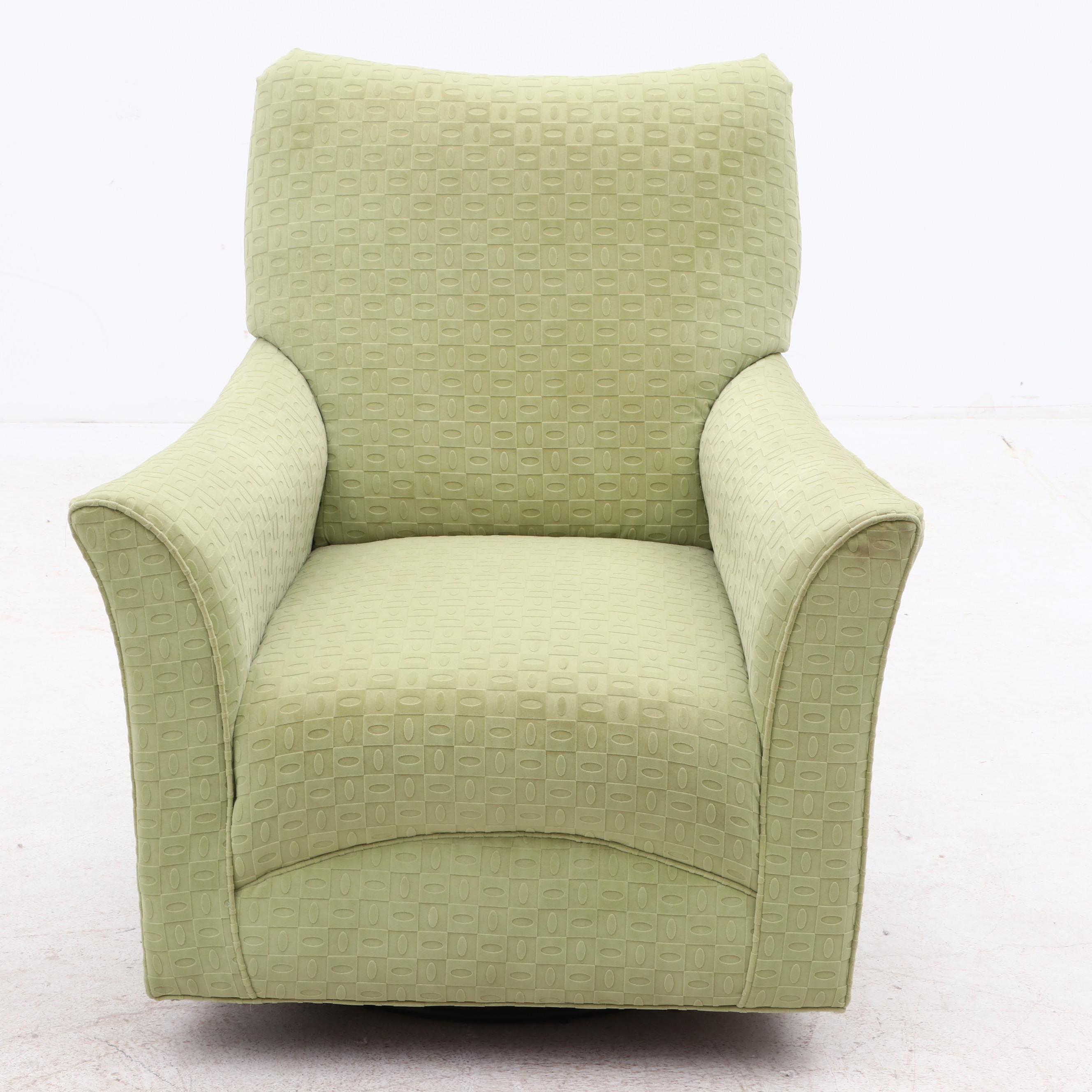 Leggett and Platt Swivel Rocker "Apple" Arm Chair with Gliding Ottoman