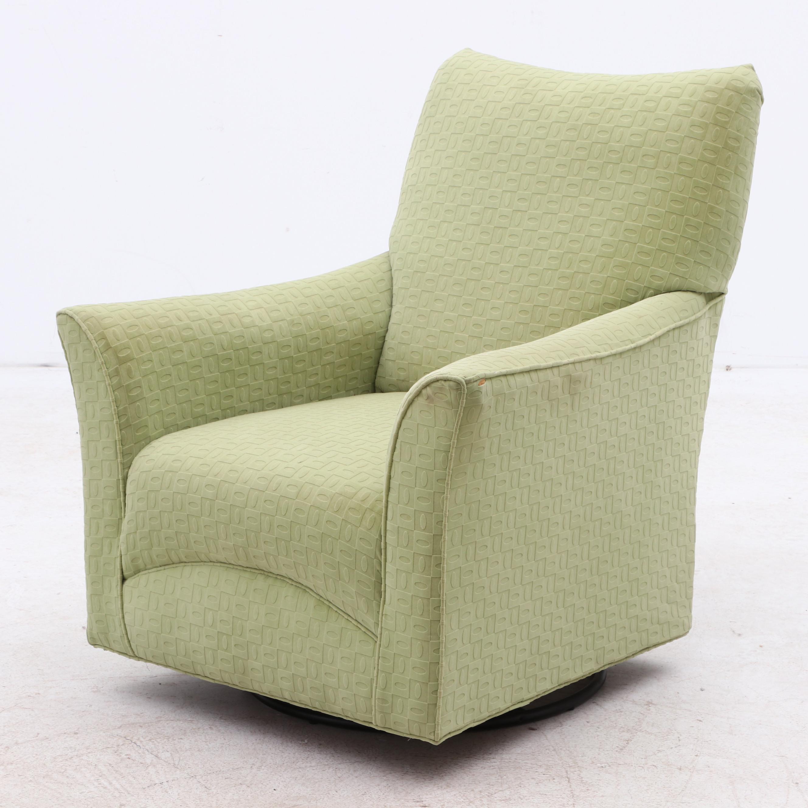 Leggett and Platt Swivel Rocker "Apple" Arm Chair with Gliding Ottoman