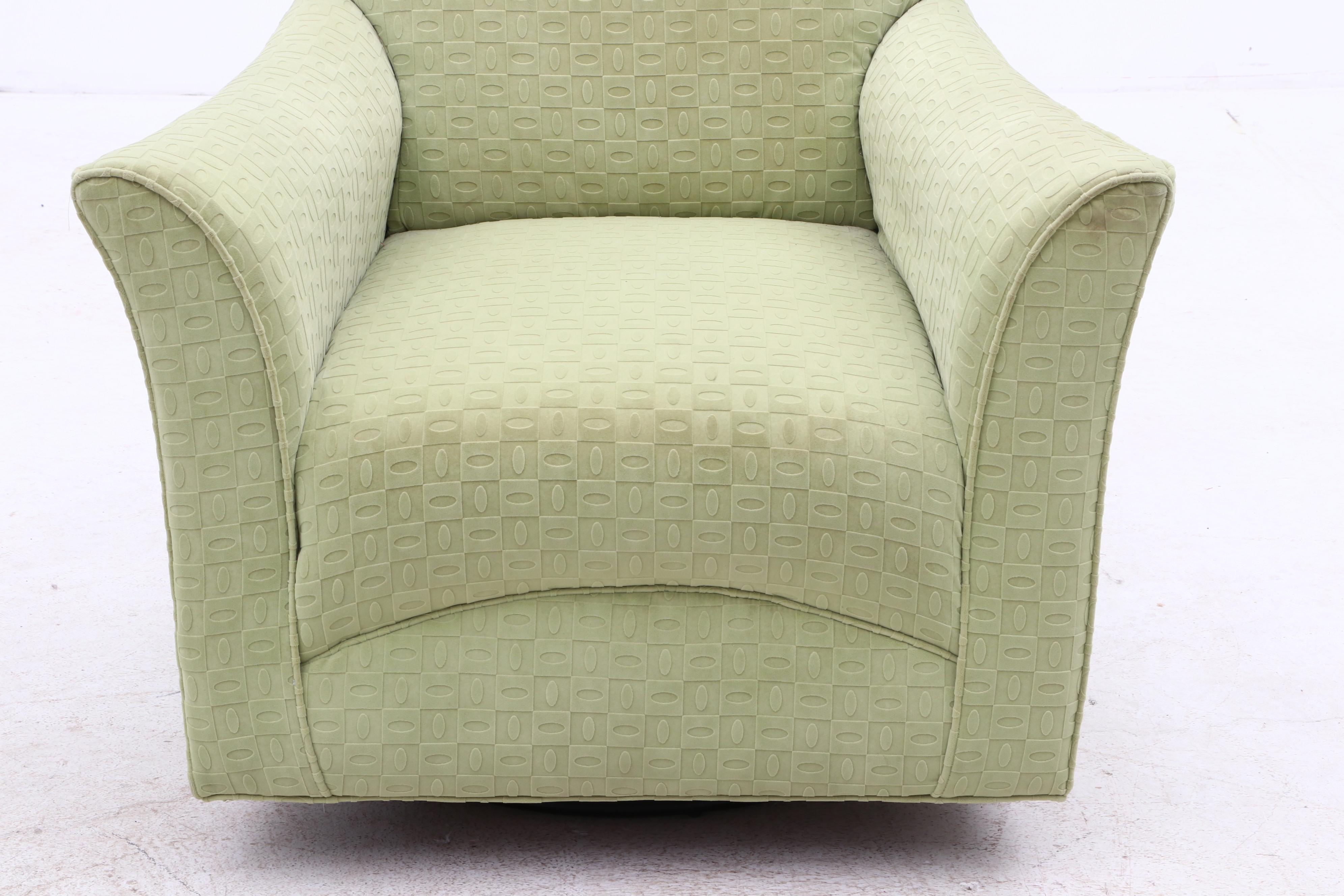 Leggett and Platt Swivel Rocker "Apple" Arm Chair with Gliding Ottoman