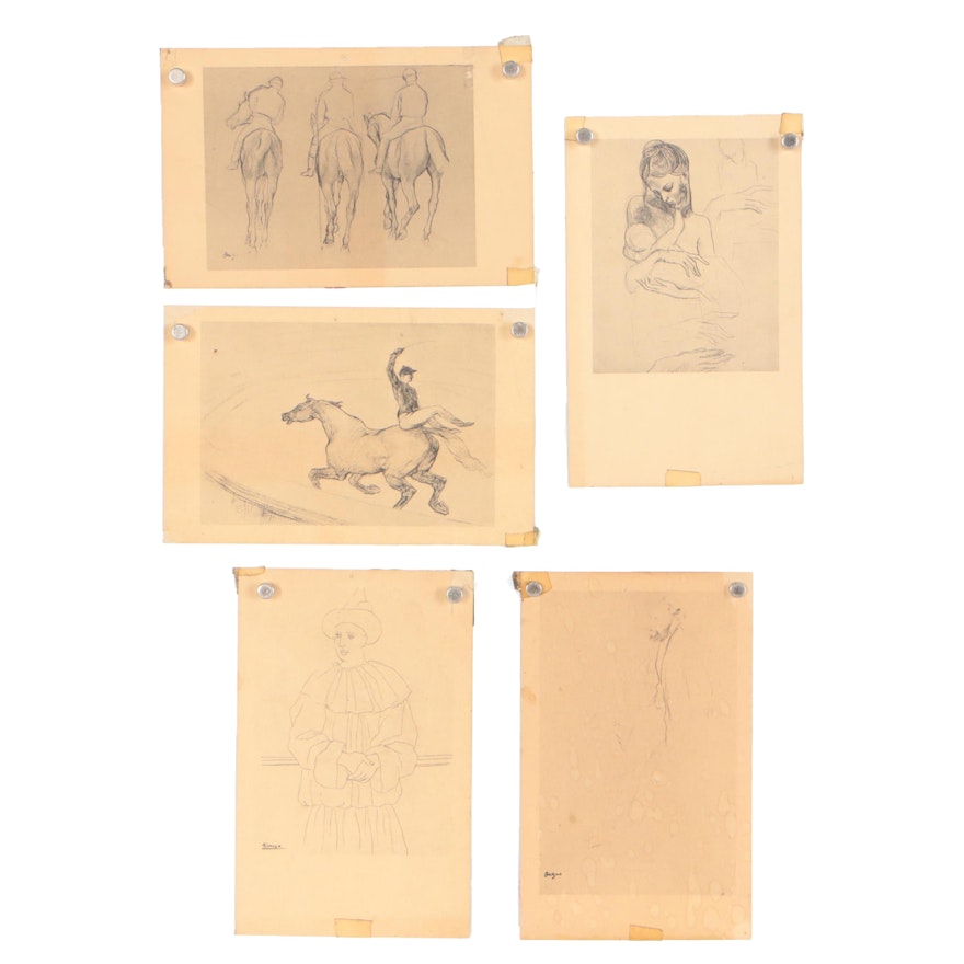 Late 20th Century Collotype Postcards after Picasso, Degas and Lautrec