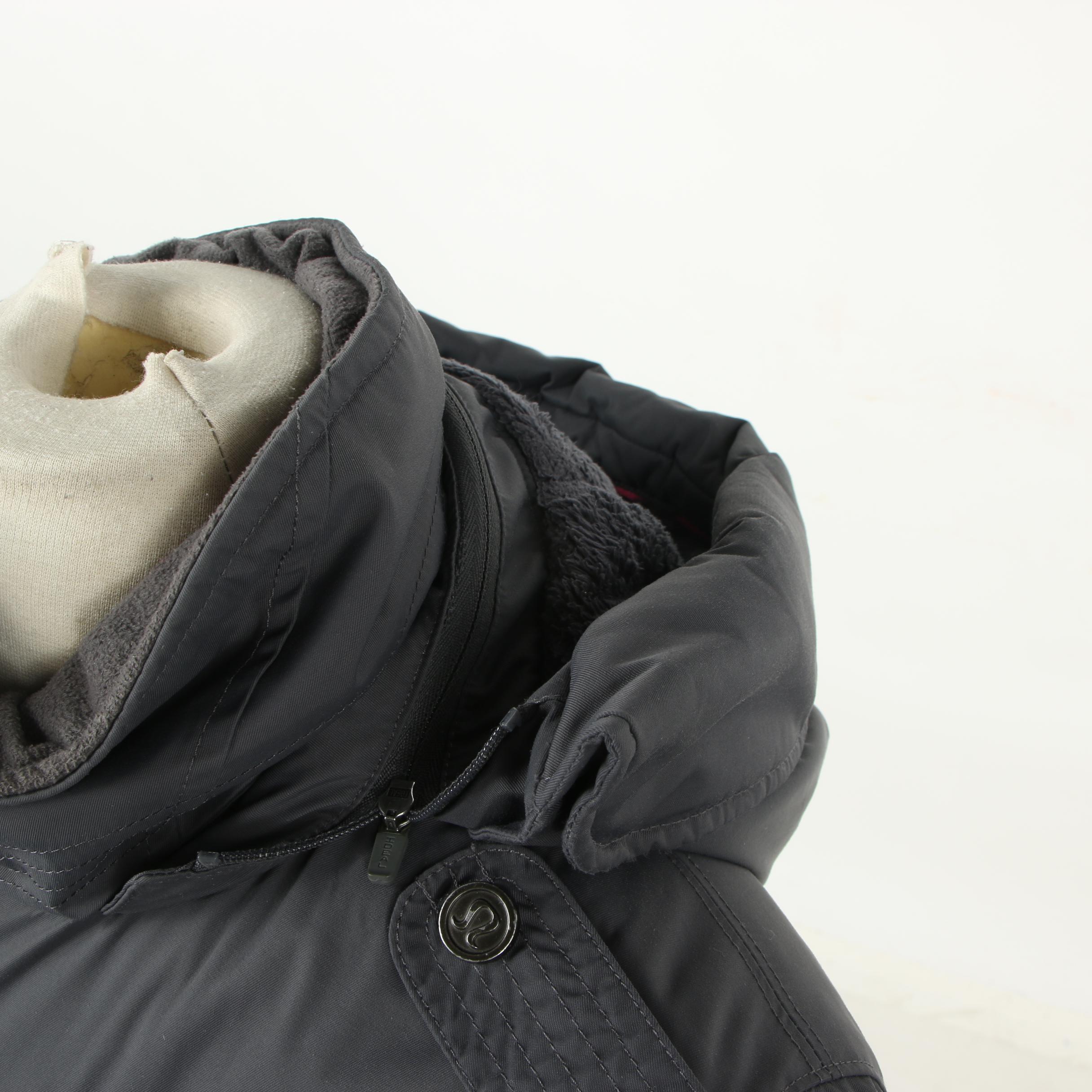 Lululemon Athletica Grey Nylon Puffer Jacket with Hood