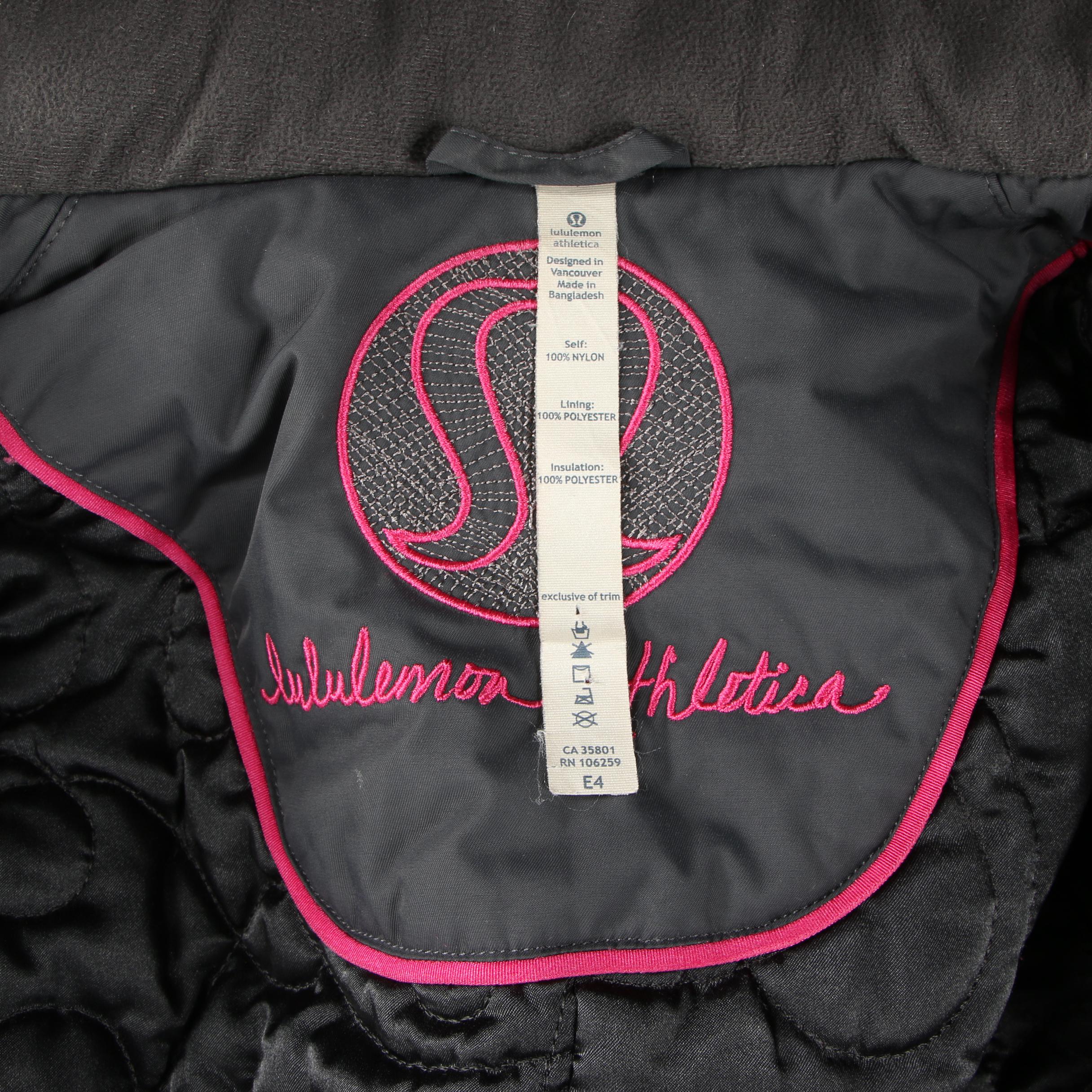 Lululemon Athletica Grey Nylon Puffer Jacket with Hood