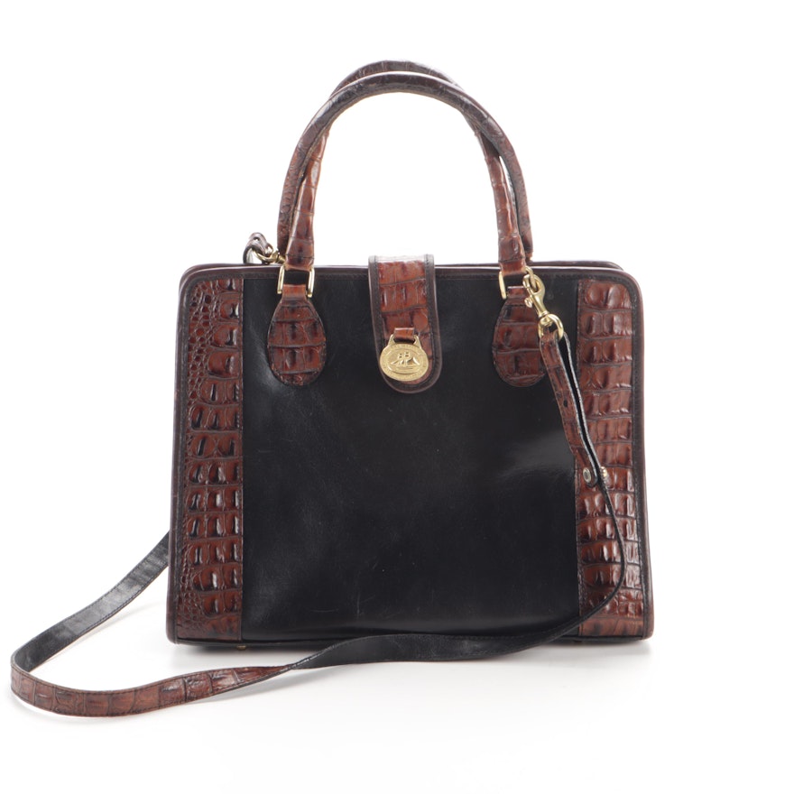 Brahmin Two-Tone Croc Embossed Leather Convertible Shoulder Bag