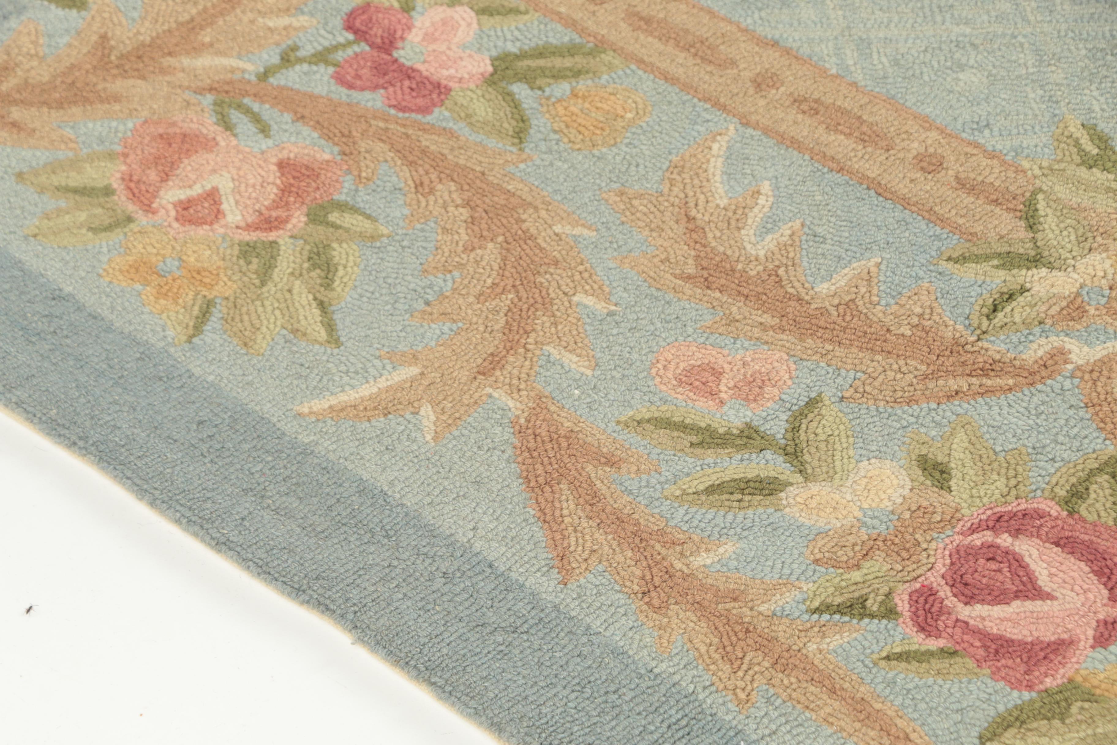 Hand-Hooked American Colonial Revival Wool Room Sized Rug