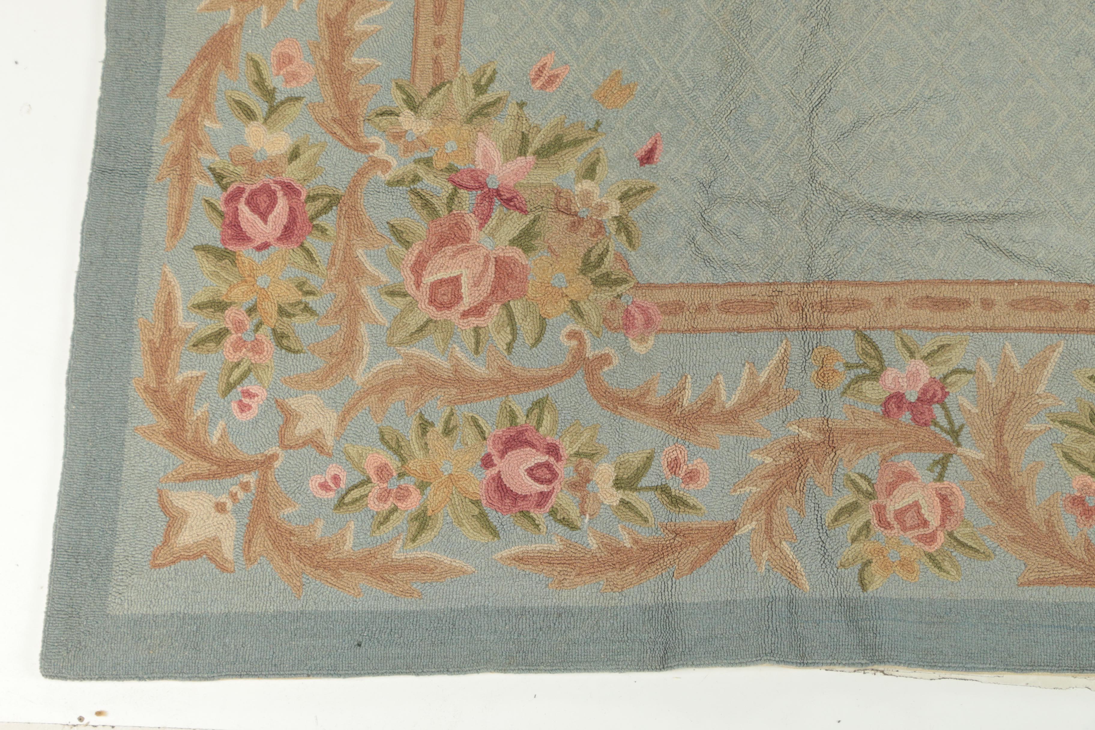 Hand-Hooked American Colonial Revival Wool Room Sized Rug