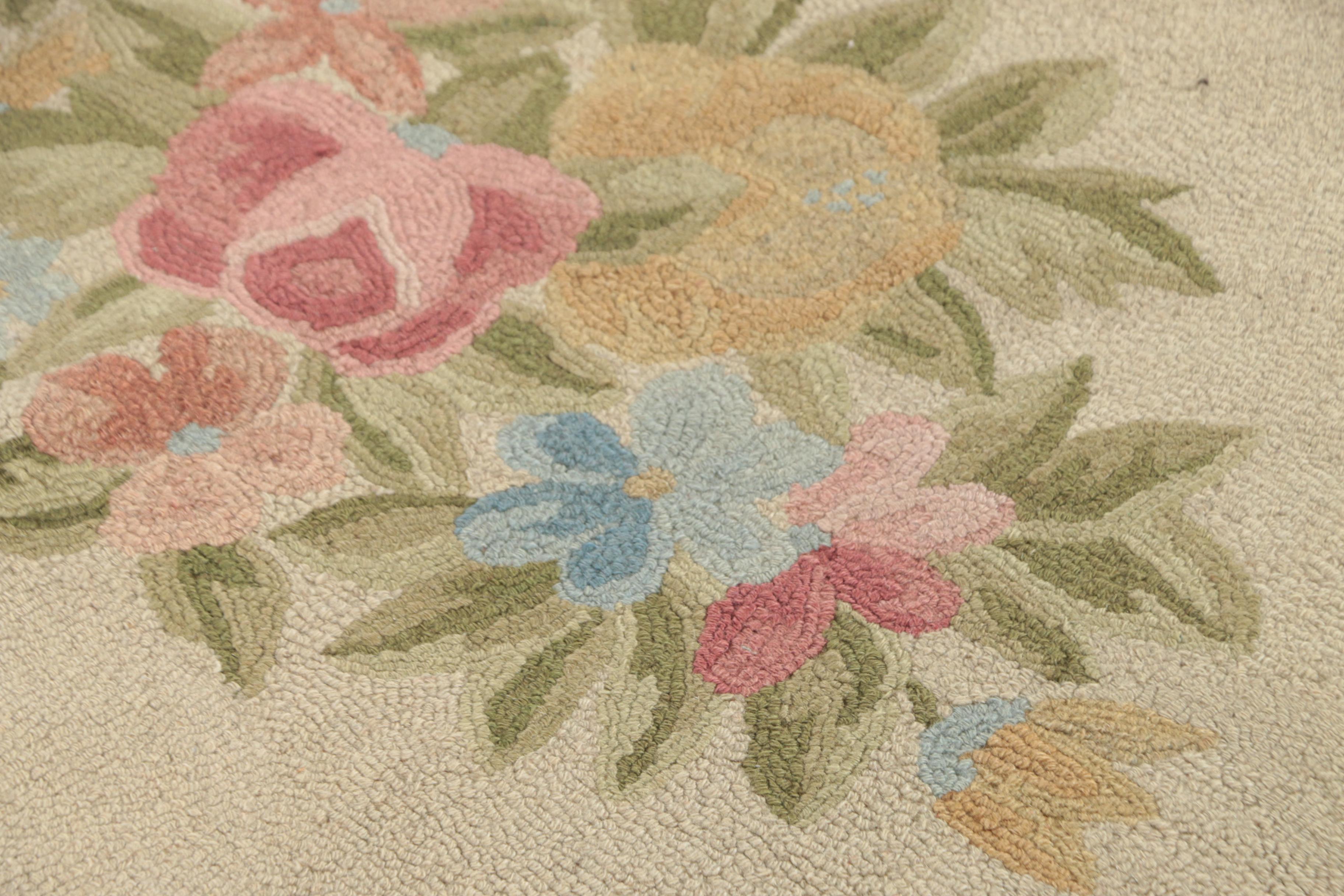 Hand-Hooked American Colonial Revival Wool Room Sized Rug