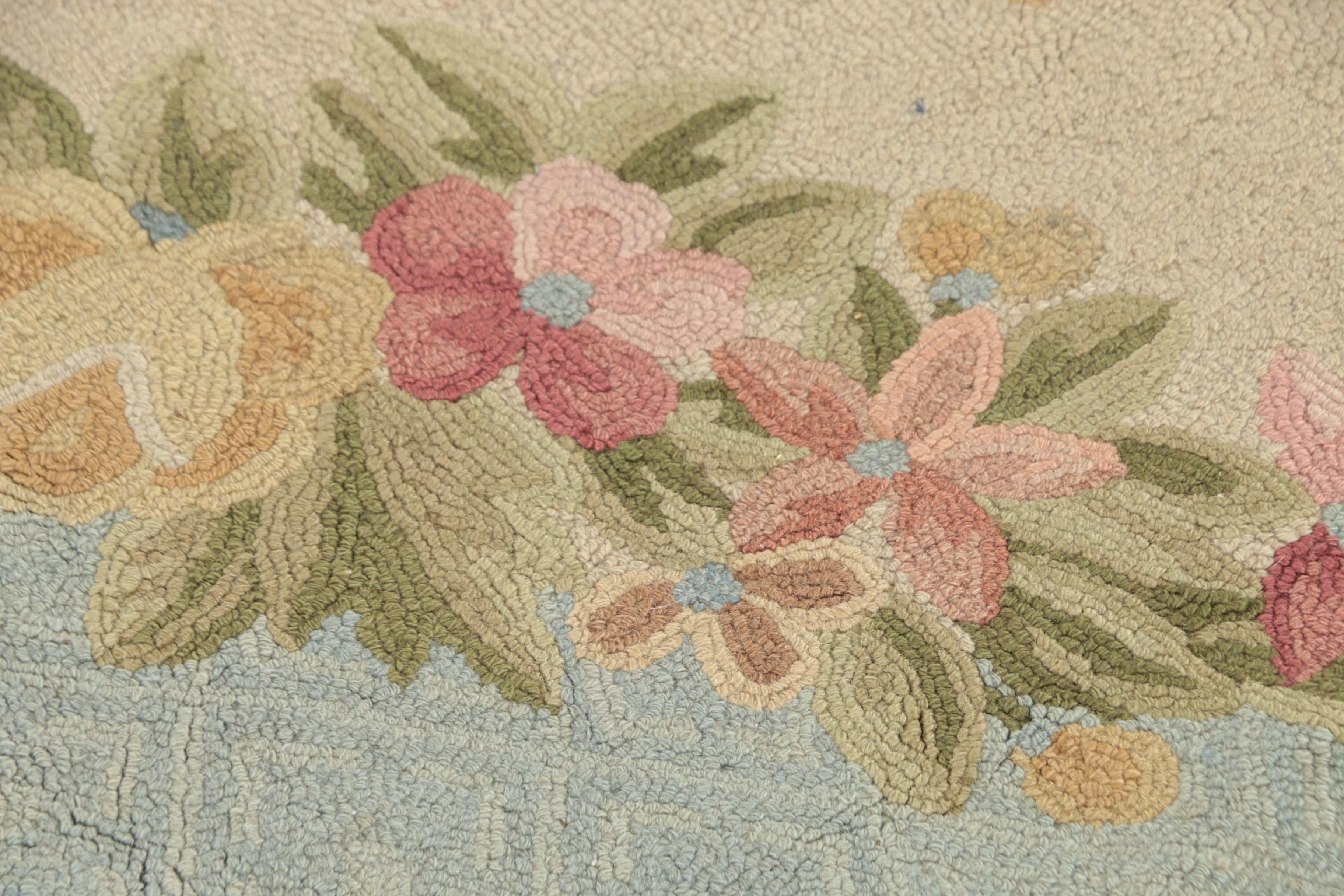 Hand-Hooked American Colonial Revival Wool Room Sized Rug