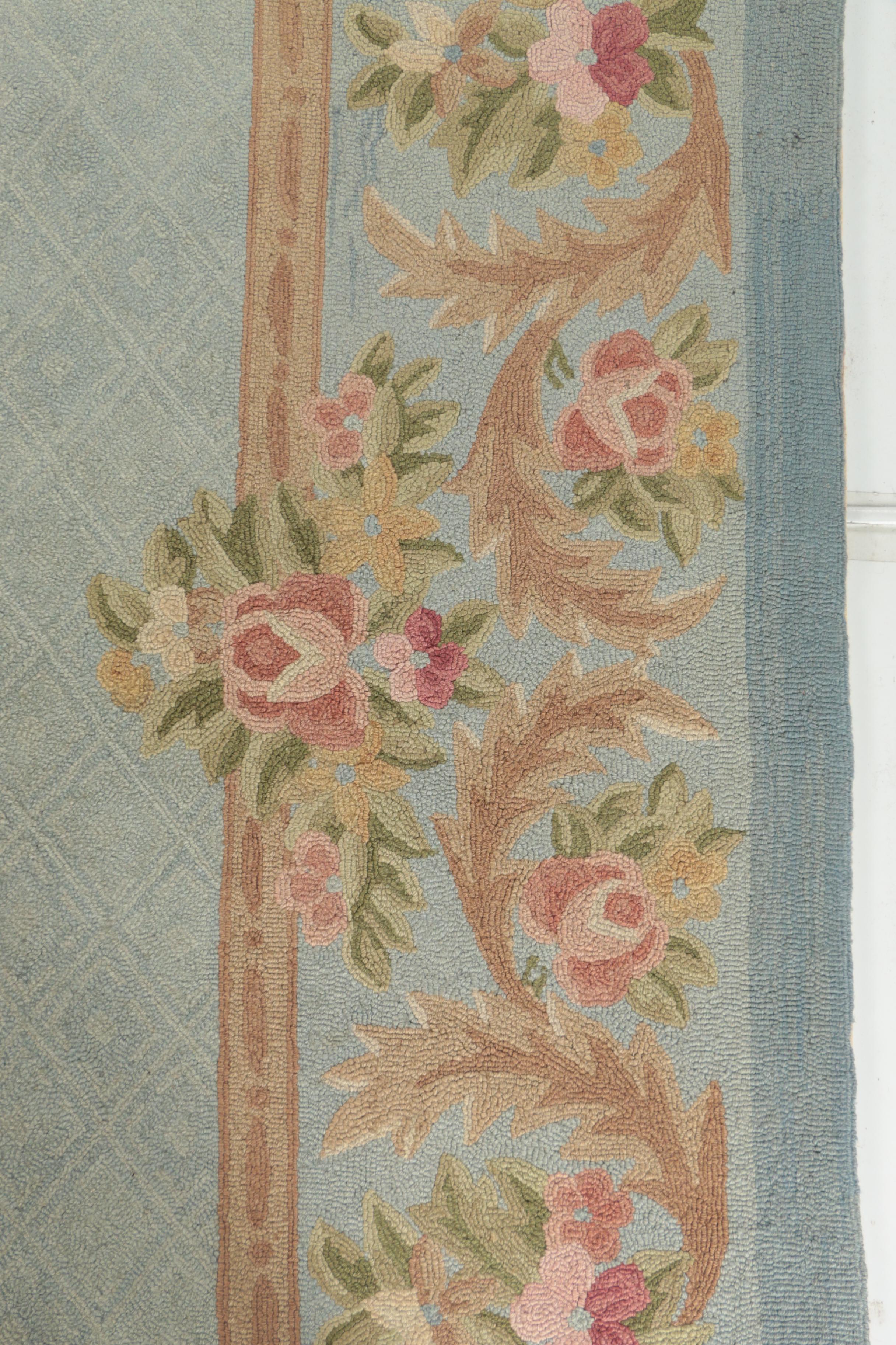 Hand-Hooked American Colonial Revival Wool Room Sized Rug