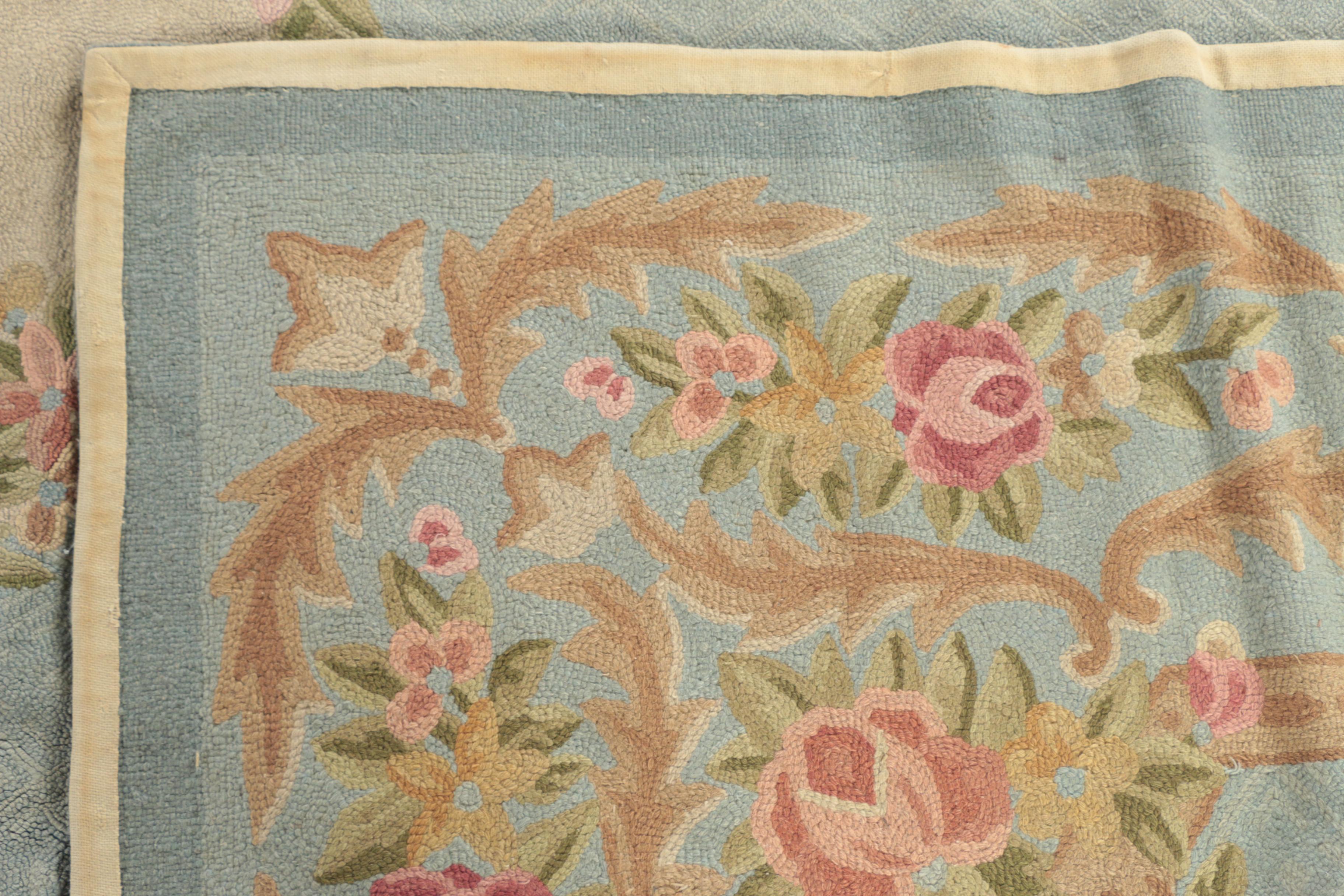 Hand-Hooked American Colonial Revival Wool Room Sized Rug