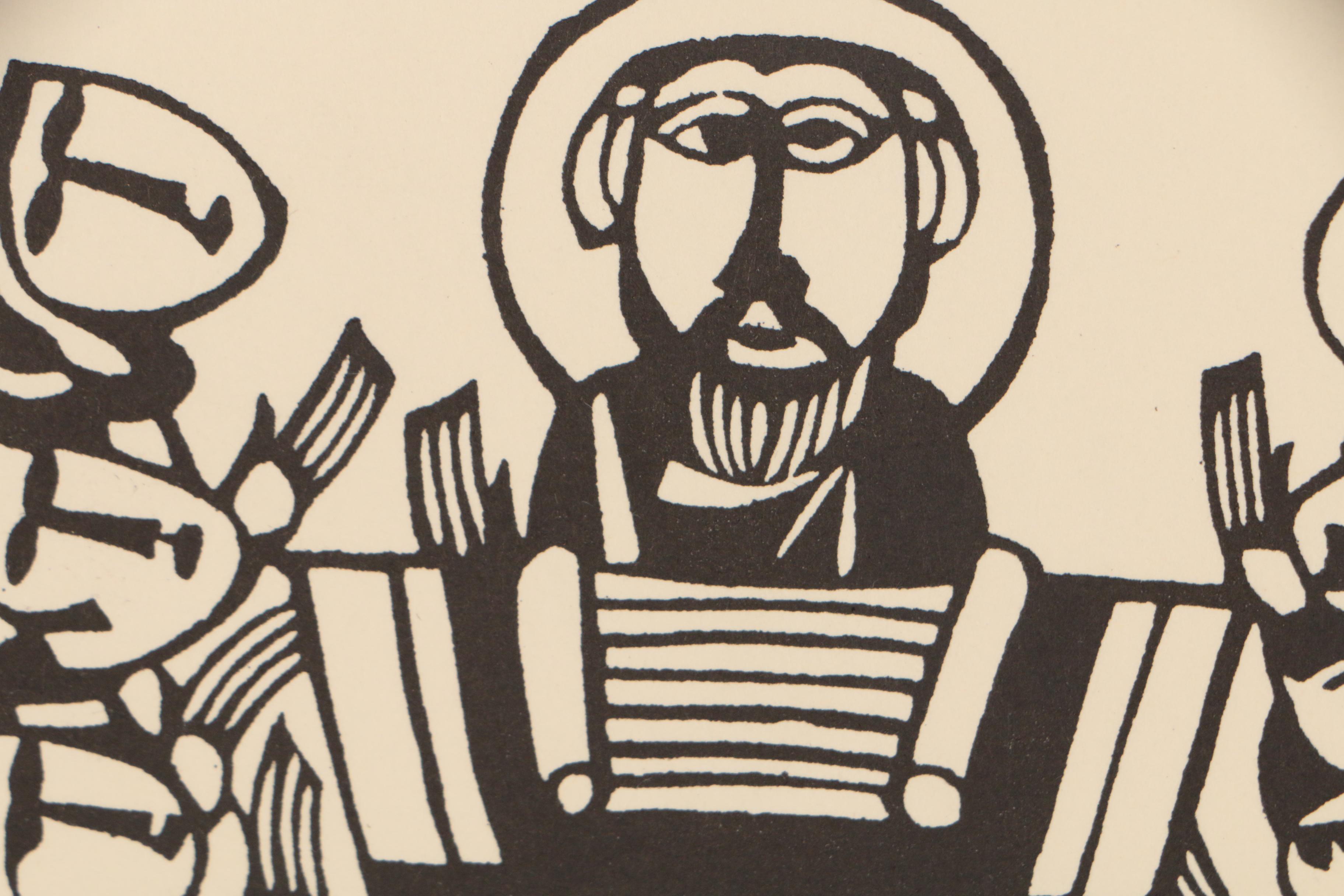 Woodblock Card after Sadao Watanabe of Preaching Figure