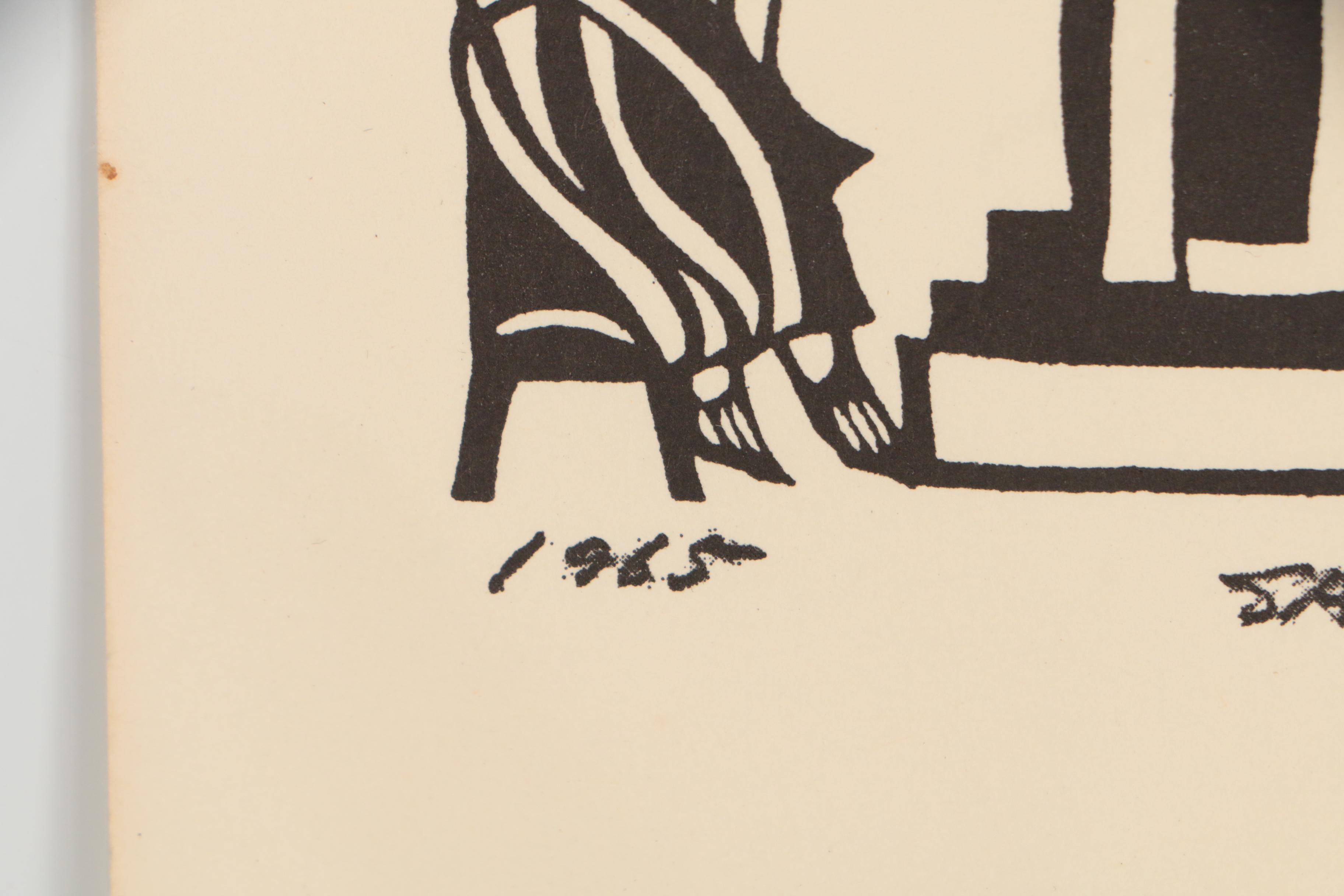 Woodblock Card after Sadao Watanabe of Preaching Figure