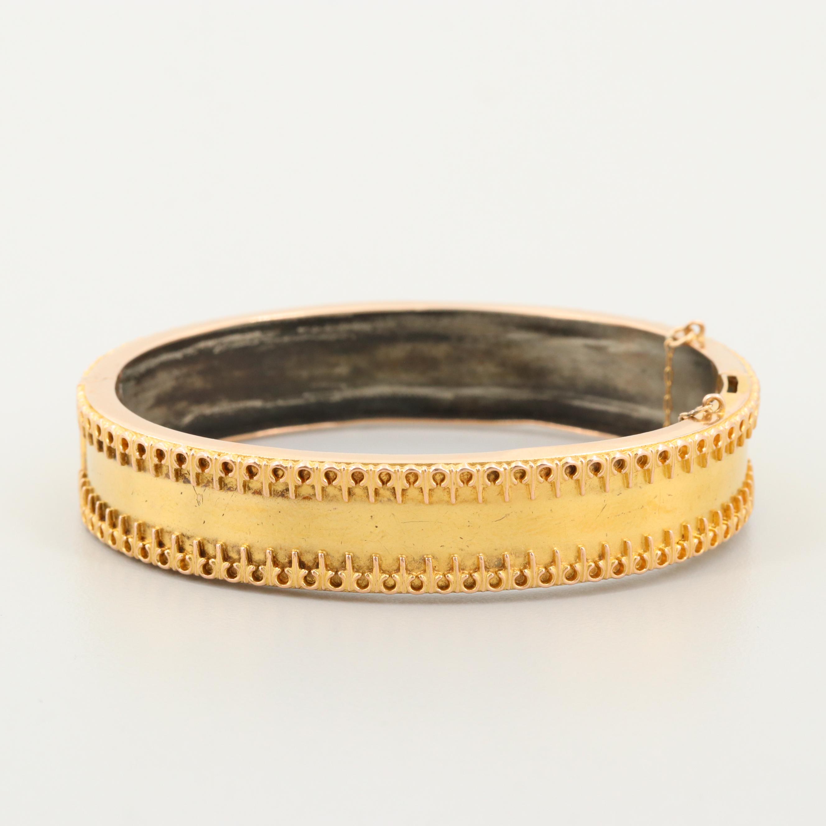 Mid Victorian Etruscan Revival 14K Yellow Gold Bracelet