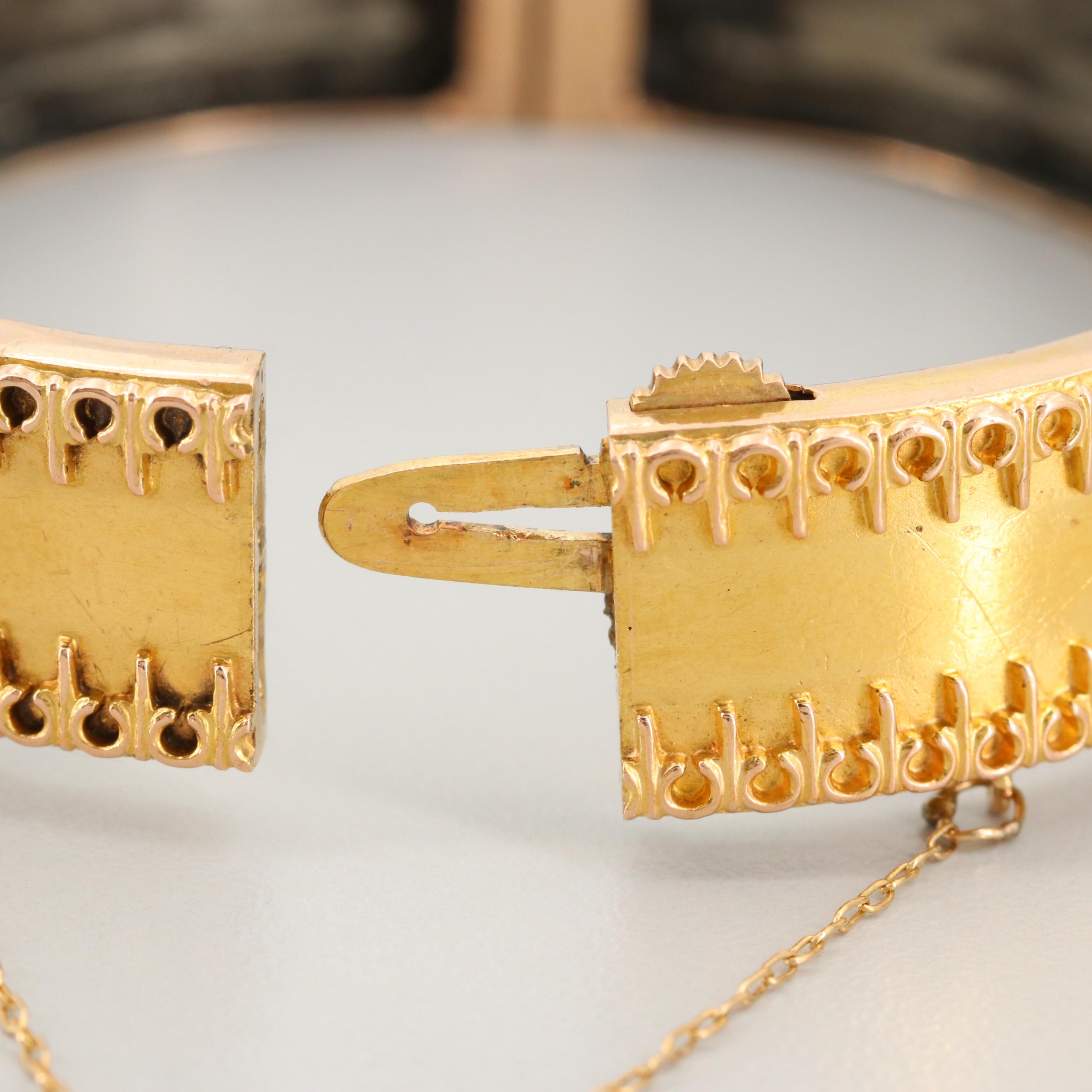 Mid Victorian Etruscan Revival 14K Yellow Gold Bracelet