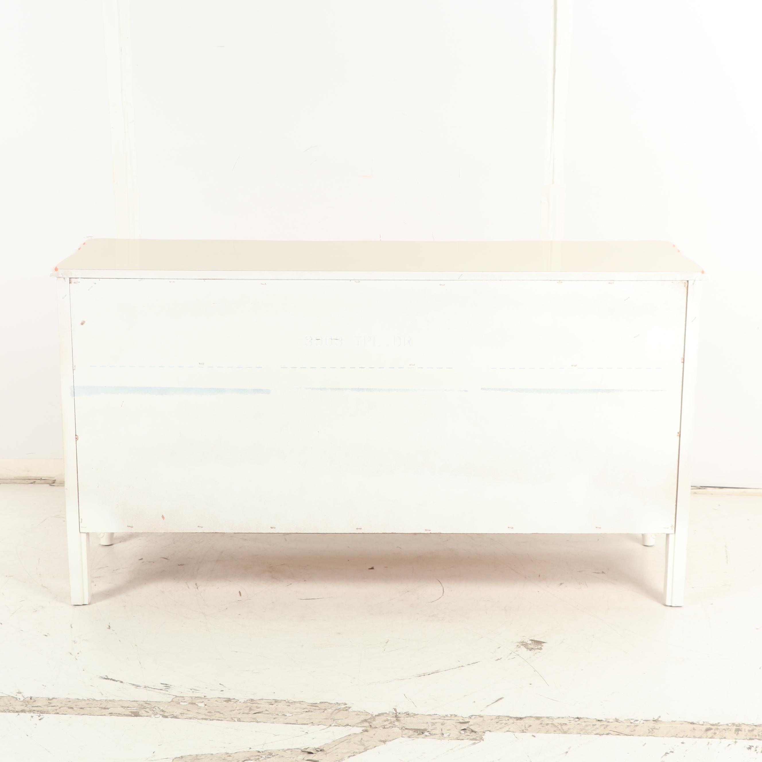 Painted Wood Chest of Drawers with Matching Wall Mirror