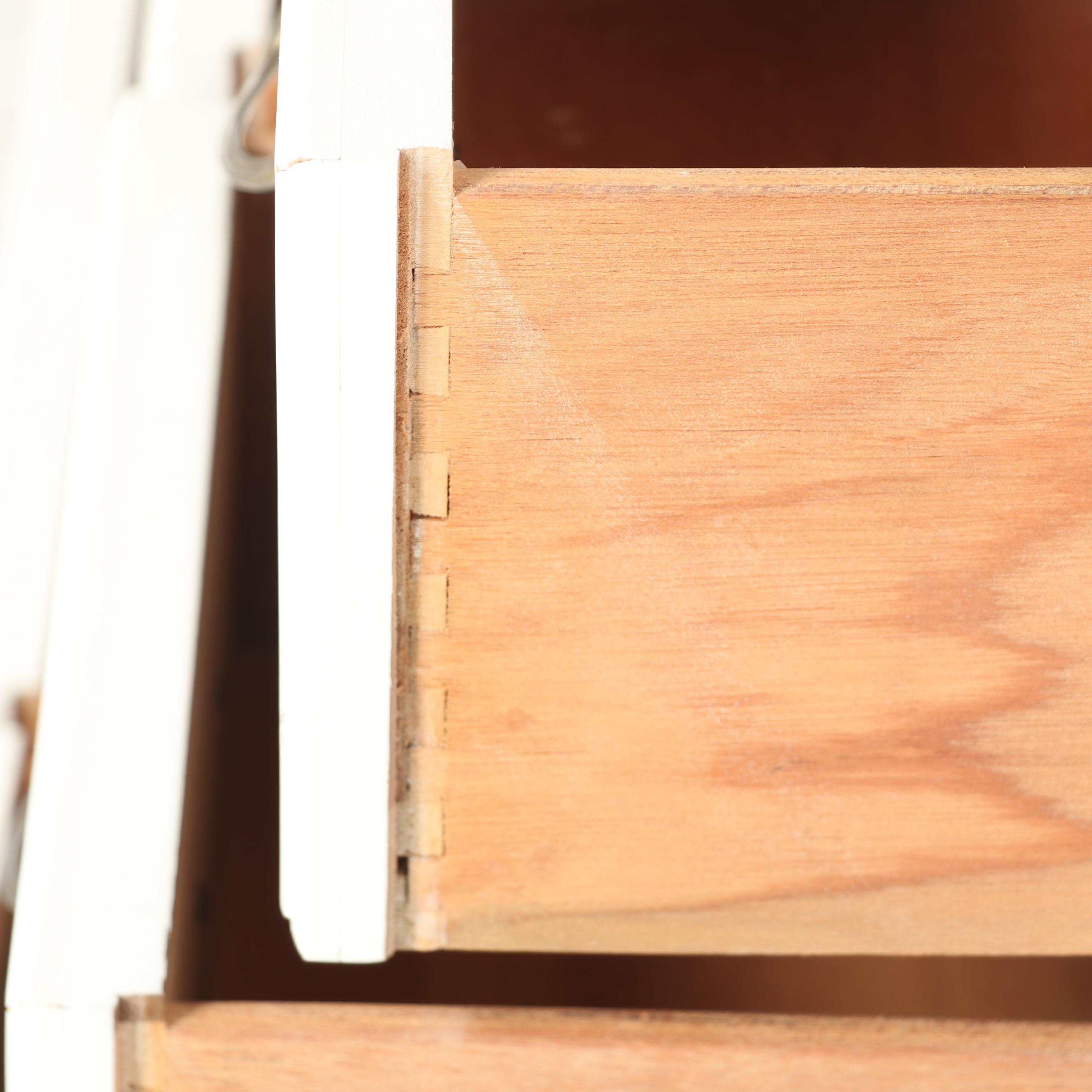 Painted Wood Chest of Drawers with Matching Wall Mirror