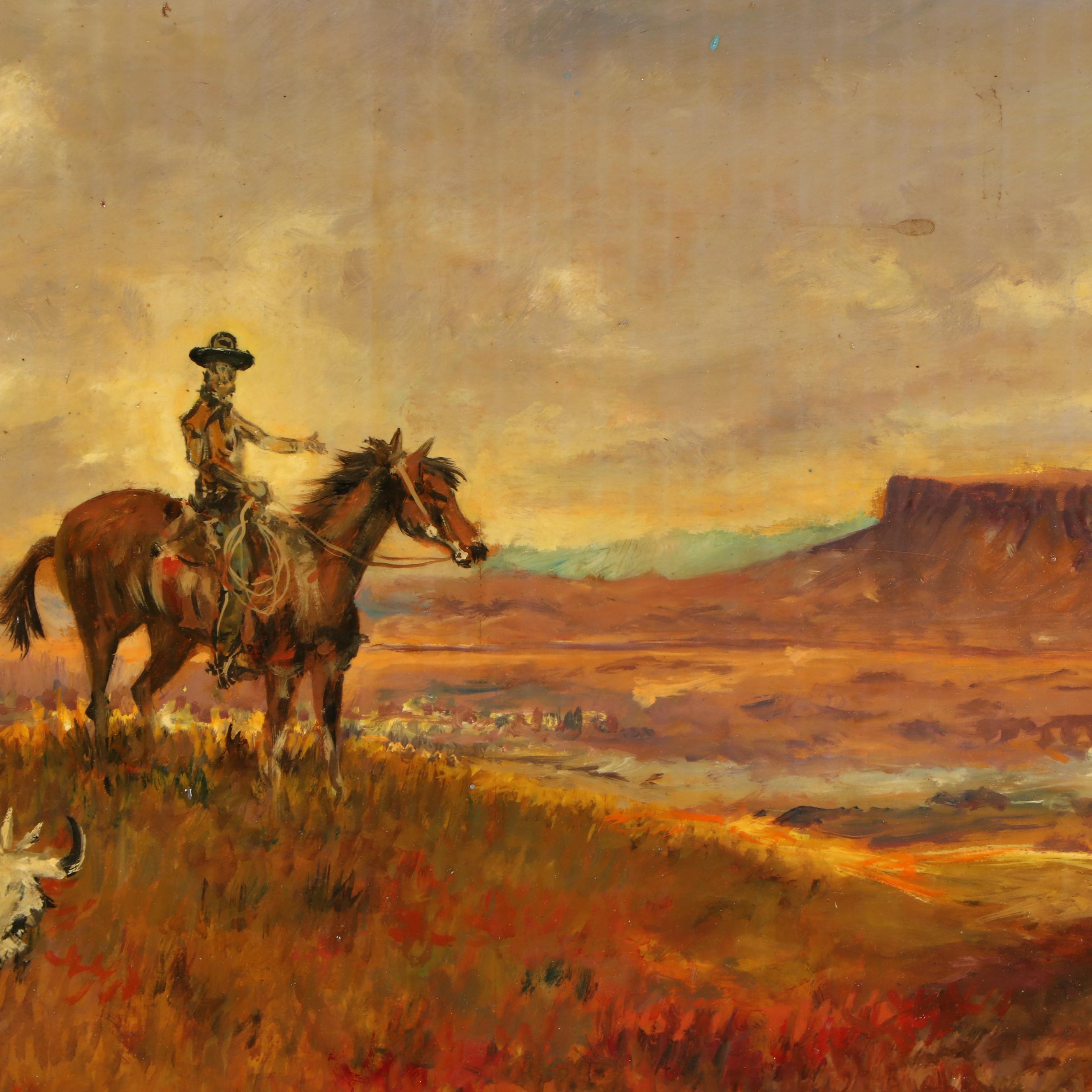Bill Ord Western Style Oil Painting after C.M. Russell