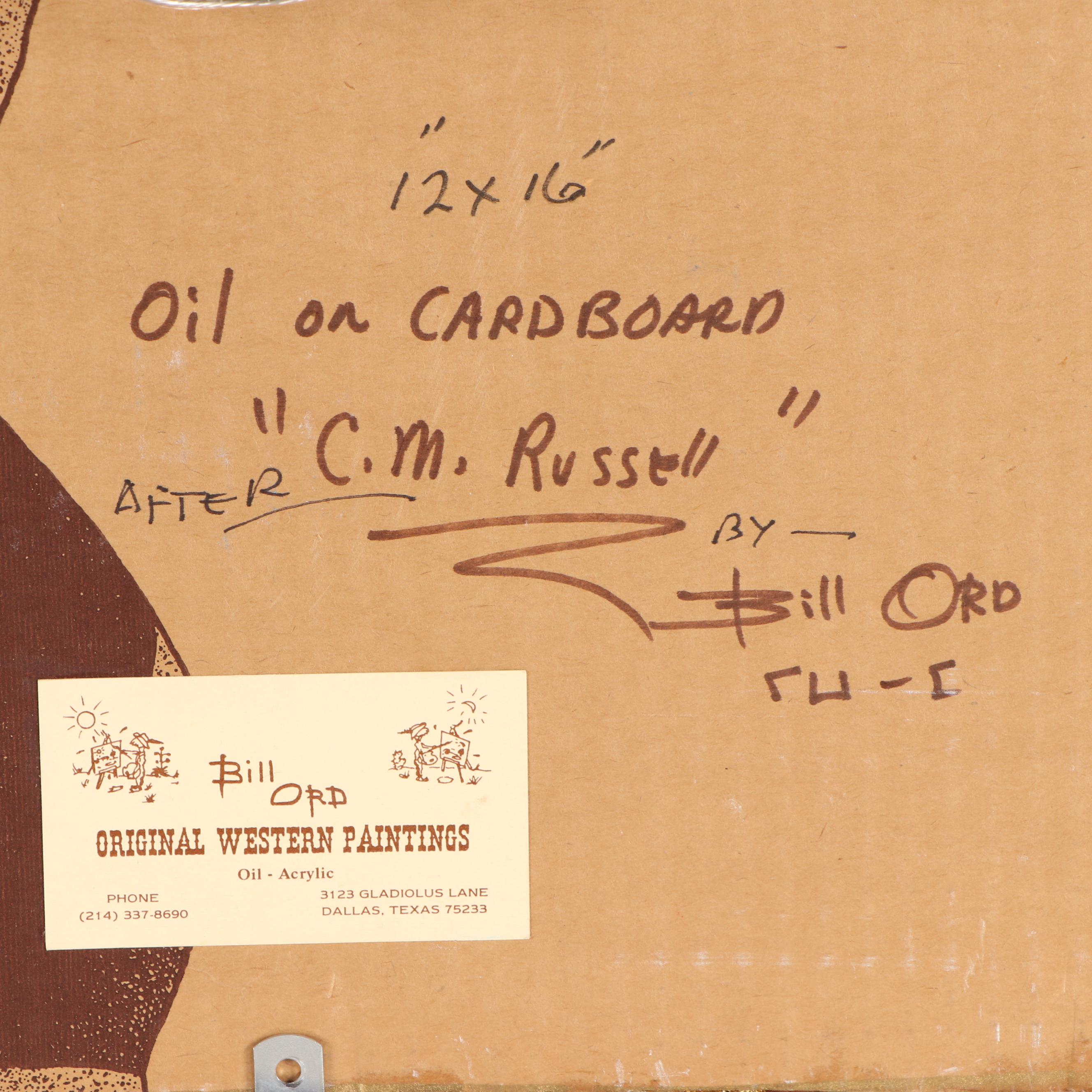 Bill Ord Western Style Oil Painting after C.M. Russell